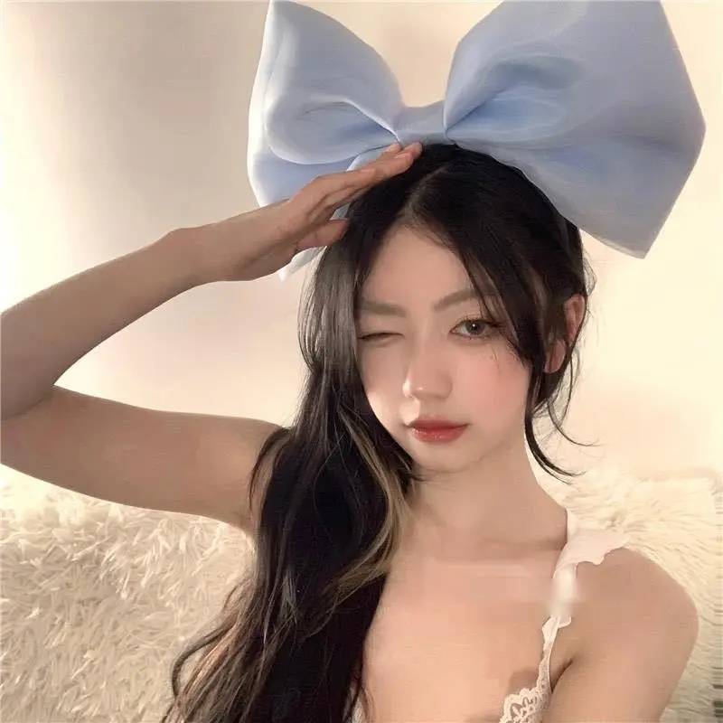 Oversized Big Bow Headband for Women, Solid Color Satin Large Bow Hair Hoop, Cute Sweet Costume Party Hair Accessories, Wide Fabric Bow Headpiece for Halloween Cosplay Birthday Photo Shoot, Lovely Gift for Girls Ladies