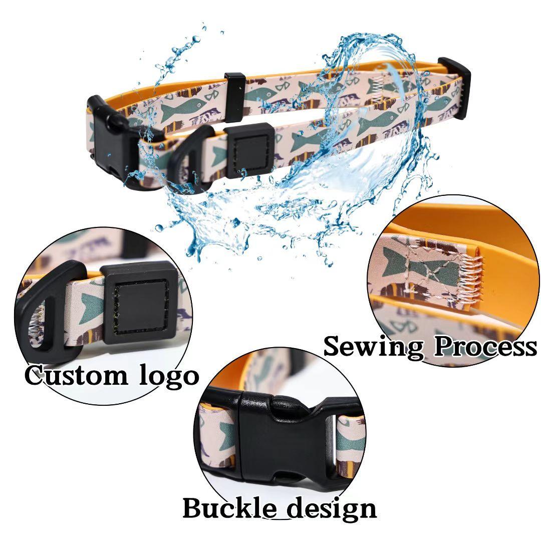 Unique Pattern Waterproof PVC Dog Leash and Collar Set for Small to Large Dogs - Trendy and Durable Pet Accessories