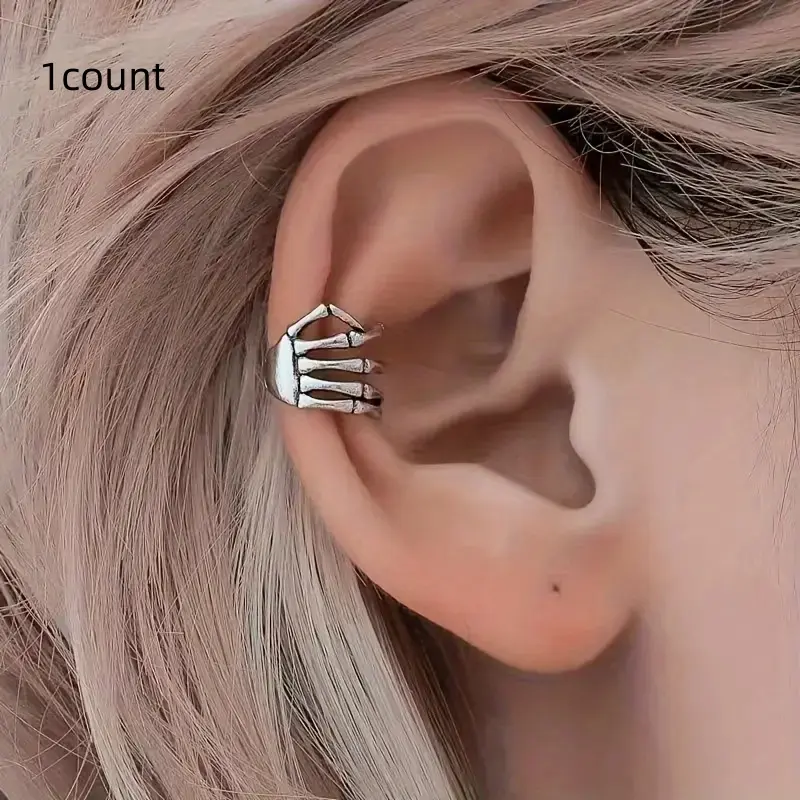 Halloween Punk Zinc Ear Clip, Non Piercing Earrings, No Piercing Skull Design, Vintage Non-Plated, Fashion Gothic Jewelry, Perfect for Daily Wear and Halloween Parties
