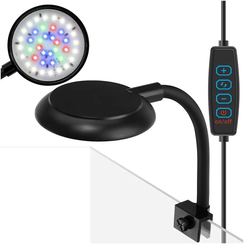 Mini Clip  Aquarium Light 7W Dimmable Small Fish  Light USB Moving Lamp with White Red Blue Green LED for 1 to 3 Gallon Tanks