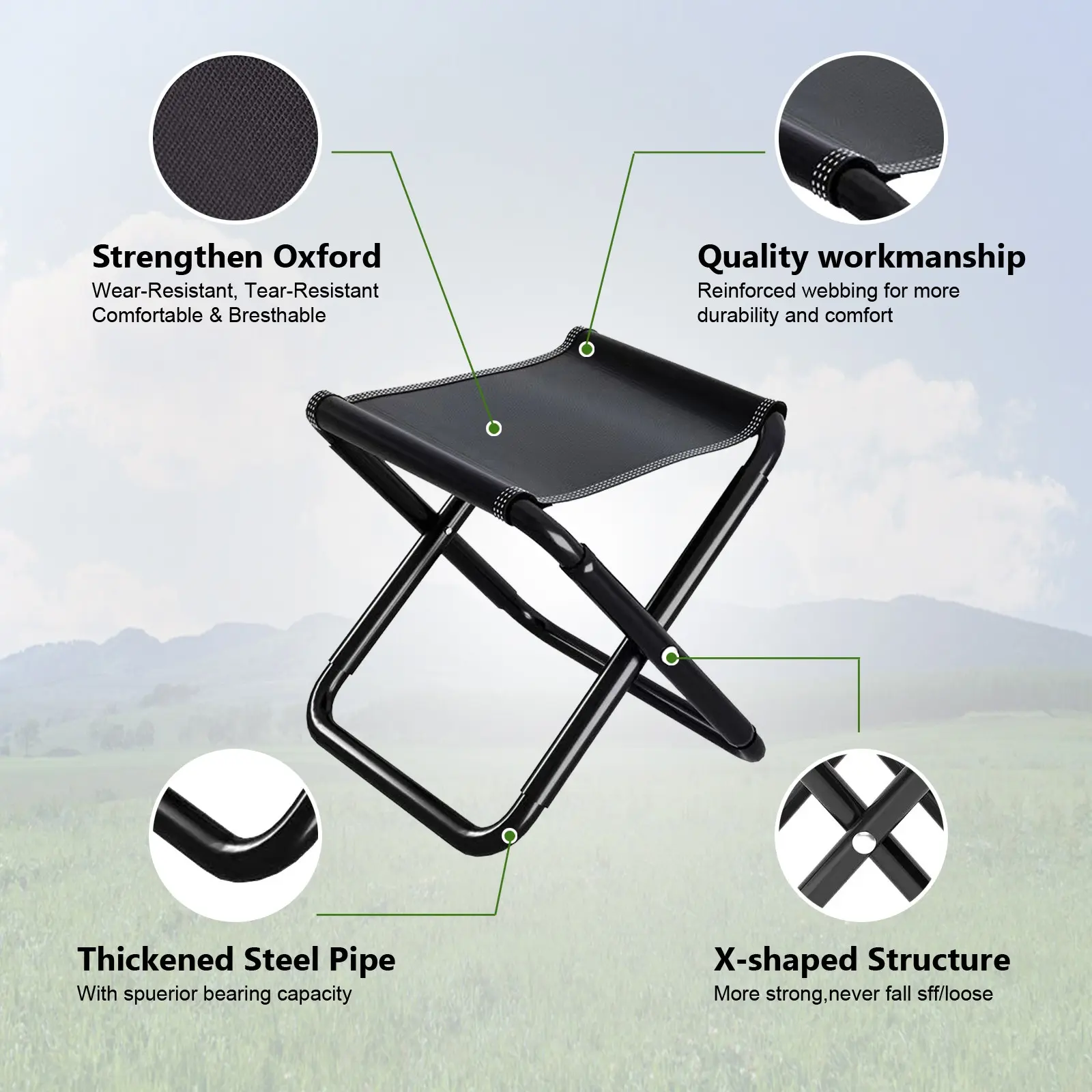 Foldable Chair, Outdoor Camping Picnic Bench, Portable Mini Aluminum Fishing Chair, One-Button Storage, Garden Patio Lounge Chair, Collapsible Chair