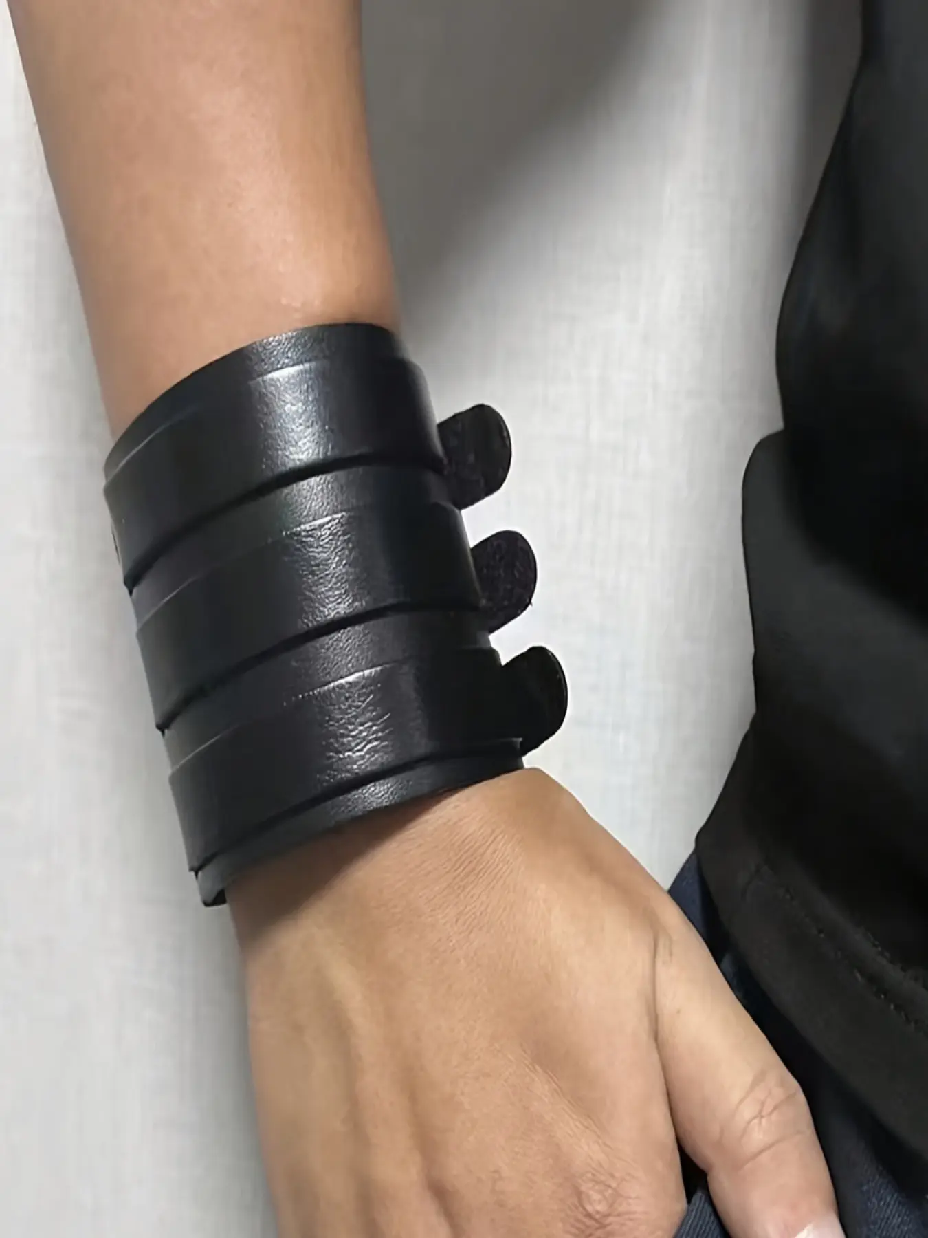 Leather Wide Wristband Bracelet, Adjustable Hook & Loop Fastener, Gothic Punk Style, Unisex Jewelry for Daily Wear, Cosplay, Streetwear