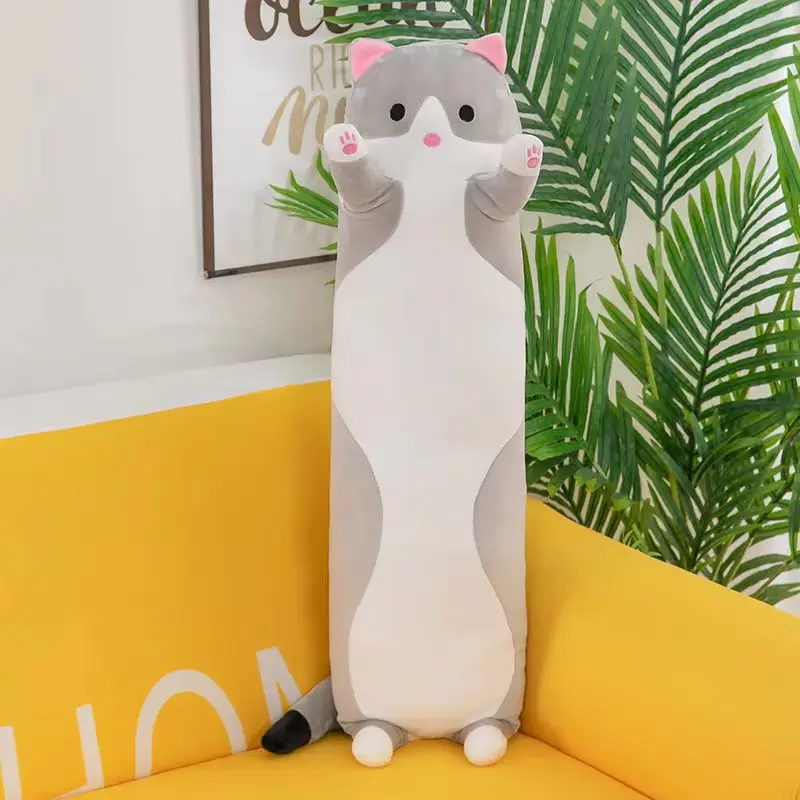 Long Strip Cat Plush Pillow, Large Cute Stuffed Animal Doll, Lazy Sleeping Leg Hug Body Pillow, Soft Decorative Throw Cushion Gift