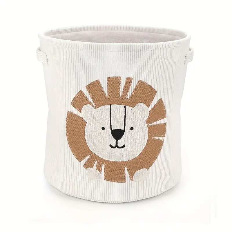 Lion Pattern Cotton Rope Woven Storage Basket Handheld MultiFunctional Home Toy Organizer Bin for Kids Room