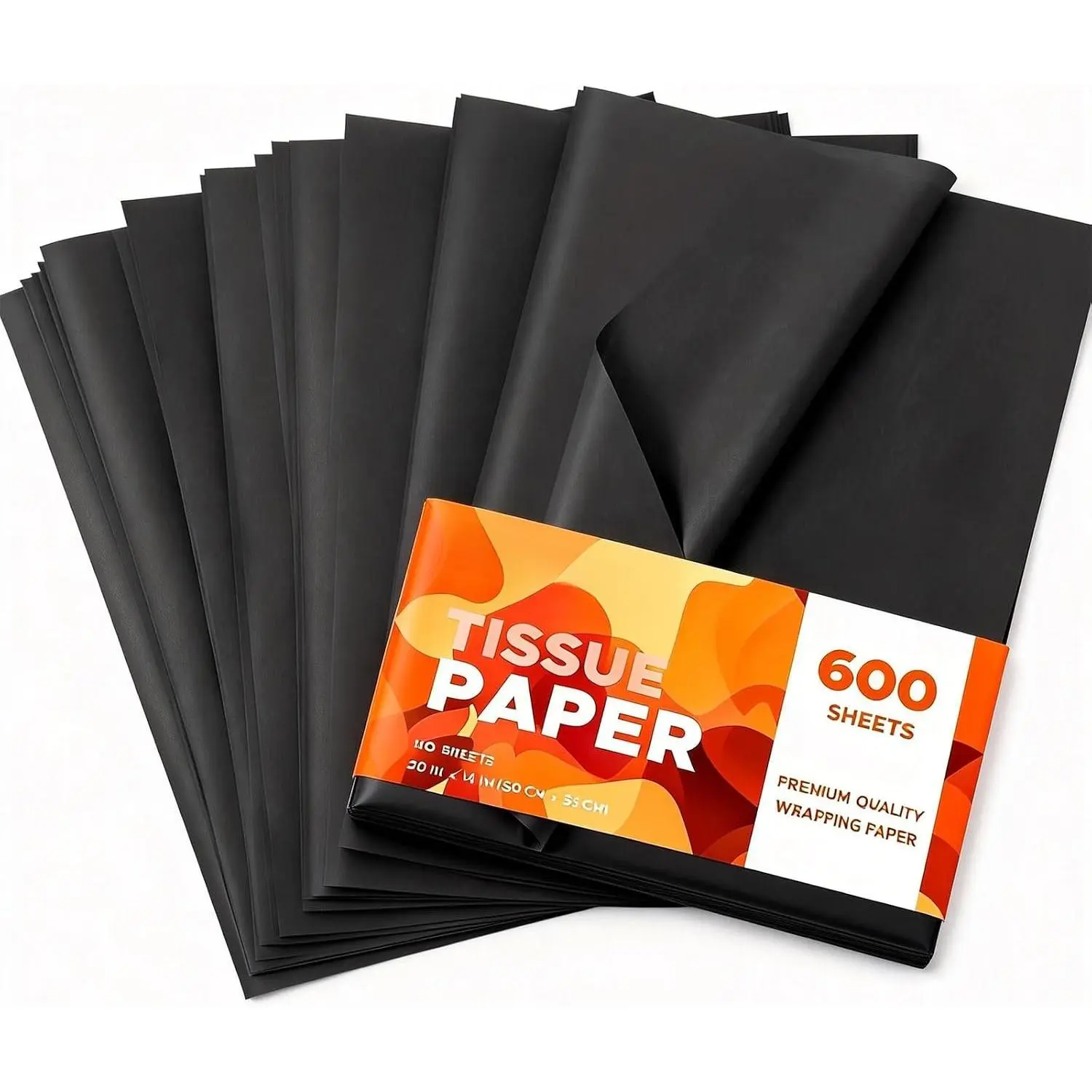 600 Sheets Black Tissue Paper for  Bags, 20x14 inch Bulk Black  Wrapping Tissue Paper Acid Free for Art Craft,  Package, Storage, Christmas Wedding Party Decorate