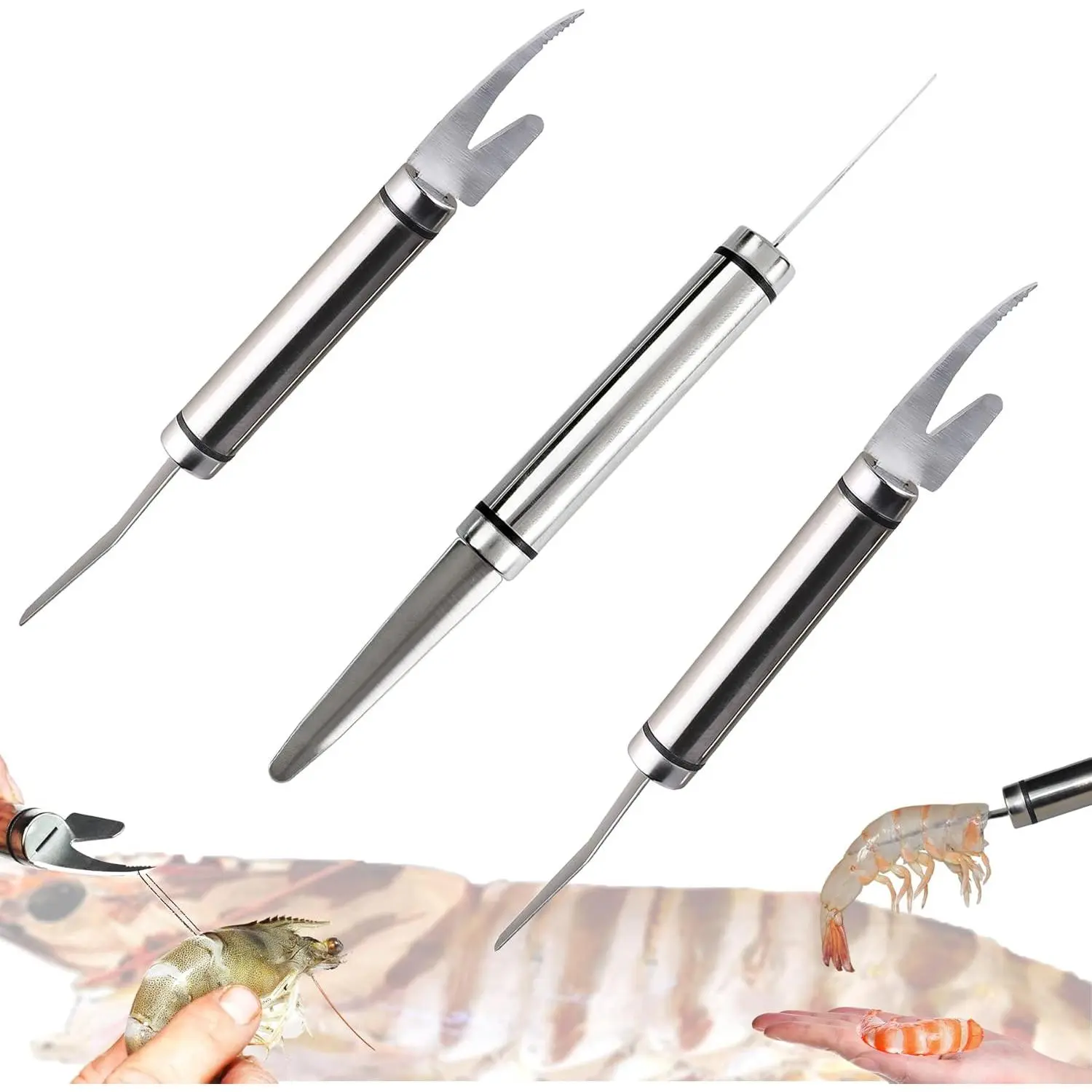 3 PCS Multifunctional Shrimp Peeler, 5 In 1 Multifunctional Shrimp Line Fish Maw Knife,Shrimp Deveiner Tool Shrimp Cleaner