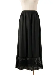 Coquette White Lace Trim Satin Sleep Skirt, Soft Silky Elastic Waist Half Slip, Casual Loungewear Underskirt