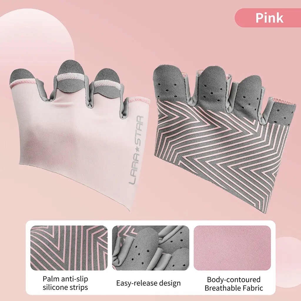 Women's Half Finger Workout Gloves, Silicone Padded Gym Gloves, Breathable Fabric, Easy Release, Ideal for Weightlifting, Yoga, Cycling, Training, Gym Accessories, Fitness Accessories