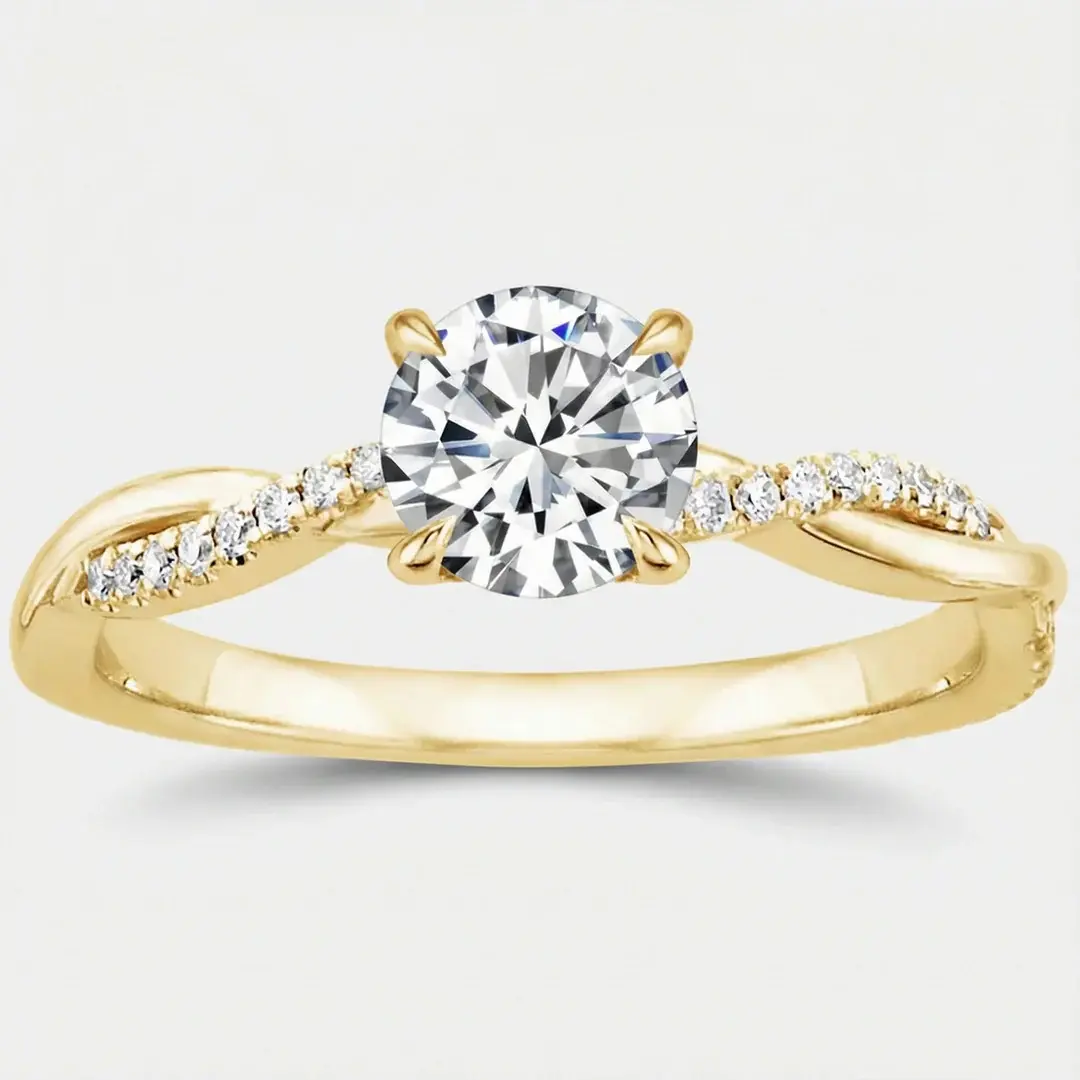 Twist arm four-claw large zircon ring, rose gold full of broken diamonds, imitation diamond ring, marriage proposal, engagement commemorative ring.
