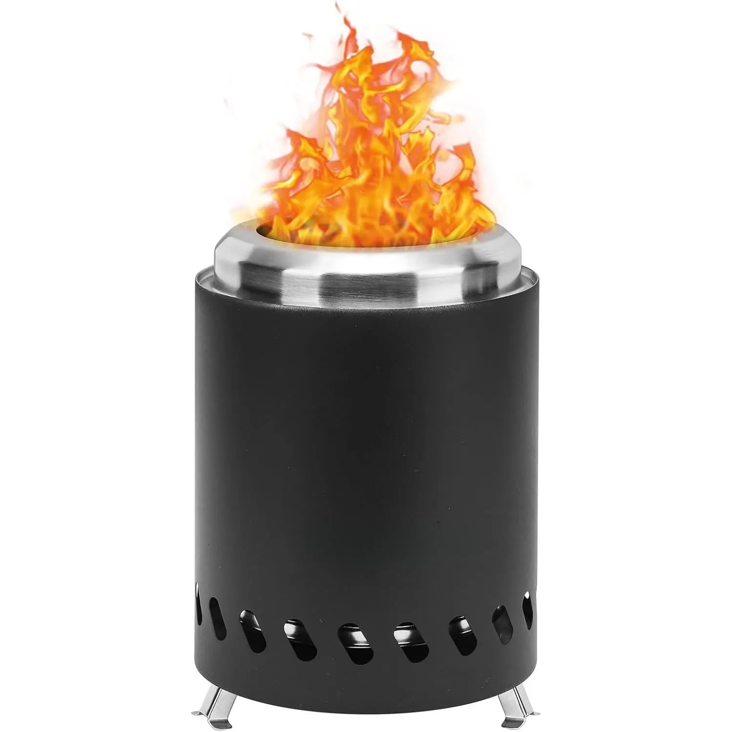 Portable Table Top Fire Pit with Stand, 5.5" Stainless Steel Mini Outdoor Low   Tabletop Firepit Fueled by Pellets or , for Outside Camping Black