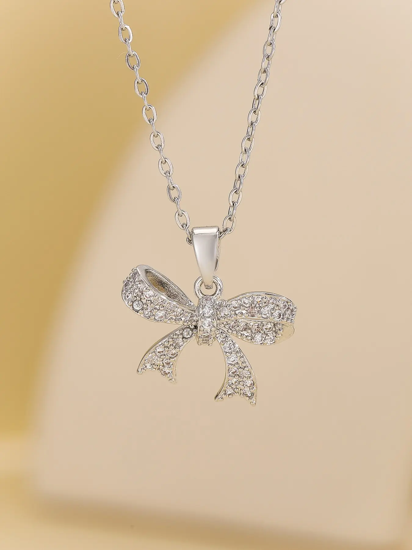 Stainless Steel Chain Necklace for Women Zinc Alloy Sparkly Rhinestone Bowknot Bow Pendant Necklace Cute Crystal Adjustable Extension Princess Chain Coquette Balletcore Y2K Aesthetic Statement Jewelry Gift Adjustable Length Necklace