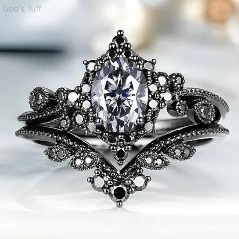 Women's Elegant Ring Stack Unit Set, Luxury Cubic Zirconia Wedding Ring Sets, Sparkling Engagement Style Costume Jewelry for Bridal Proposal Valentine's Day Occasions