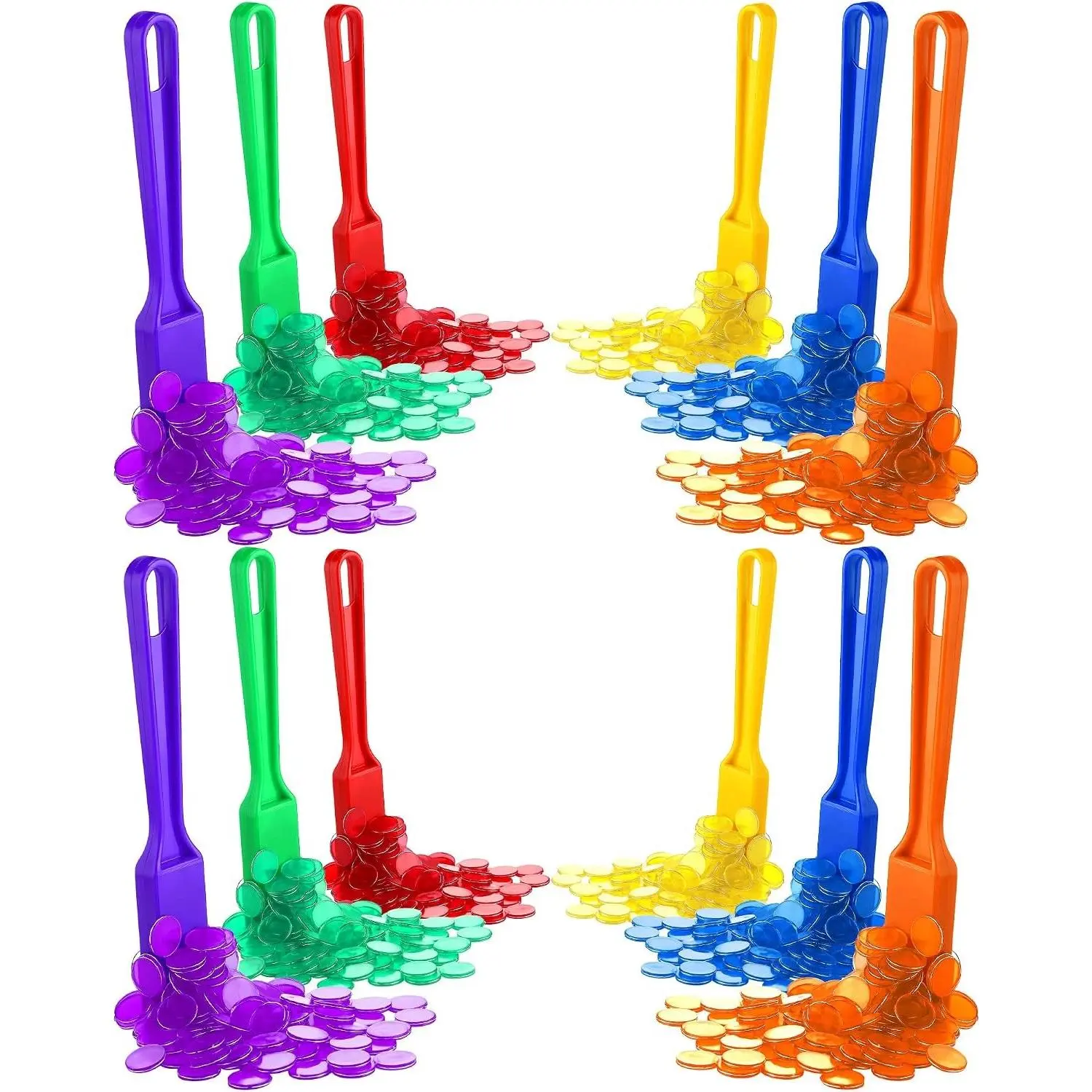1212 Pcs Magnetic Bingo Wand with Chips 6 Colors Metal Chip Magnet Wand for Classroom Large Group Game Family Game Night Kid Sensory Bin Counting and Sorting Science Educational Activities