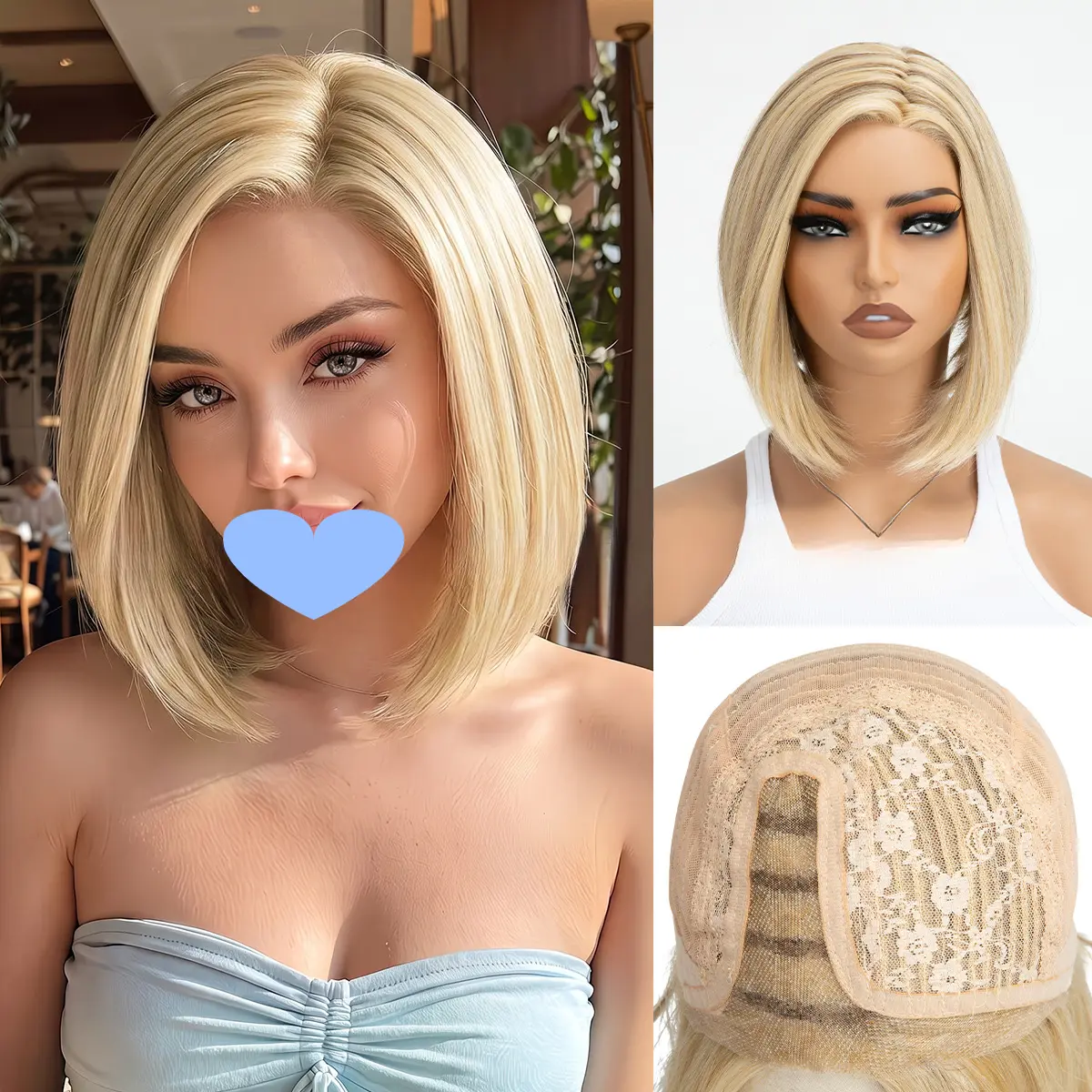 New Lace Mono Wig – Imported Fiber Full Wig, Lightweight Breathable Bob Style