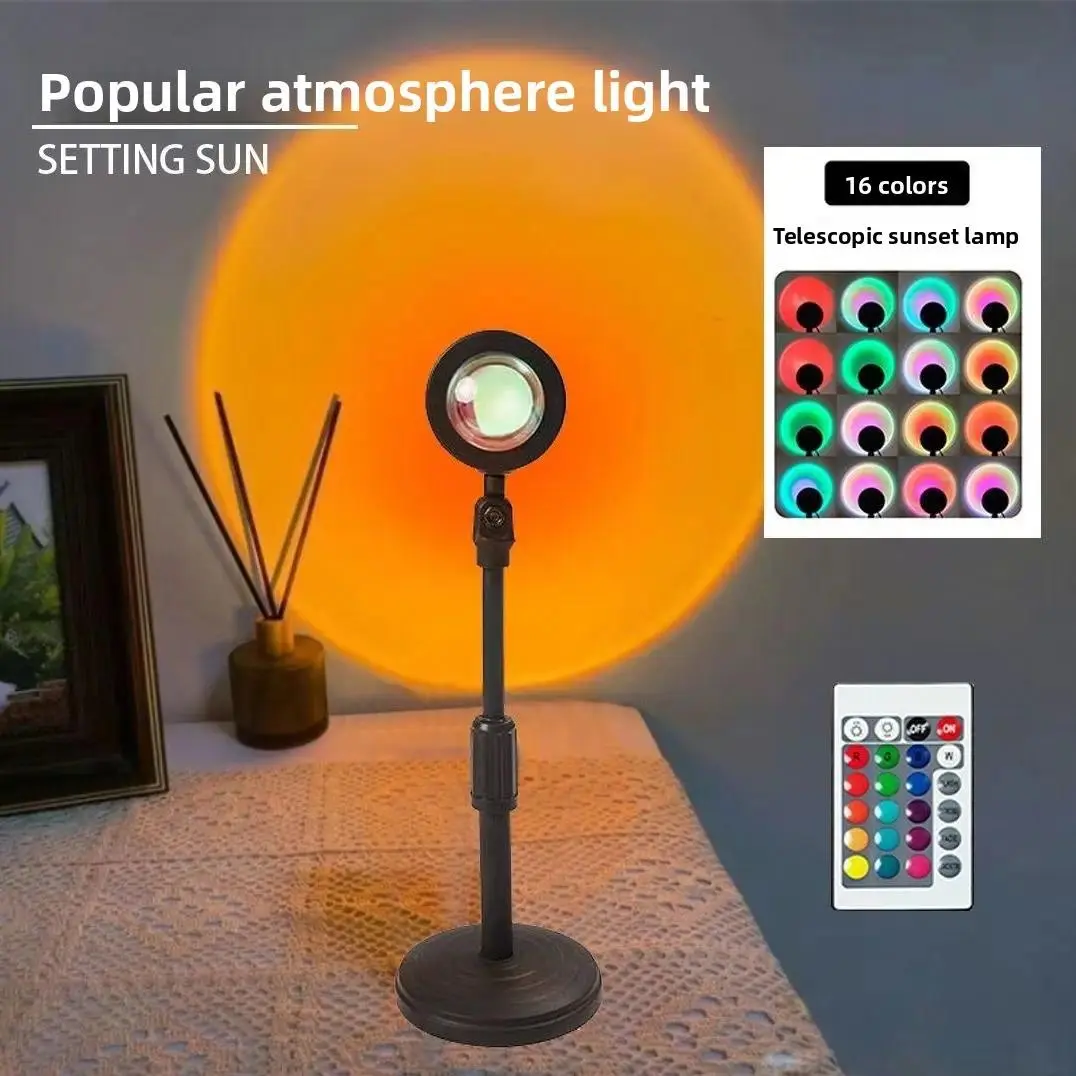 Creative Sunset Projection Ambient Light, Multi-Functional Warm Glow Fill Light & Desk Night Lamp, Aesthetic Mood Lighting for Live Streaming, Bedroom & Room Decor