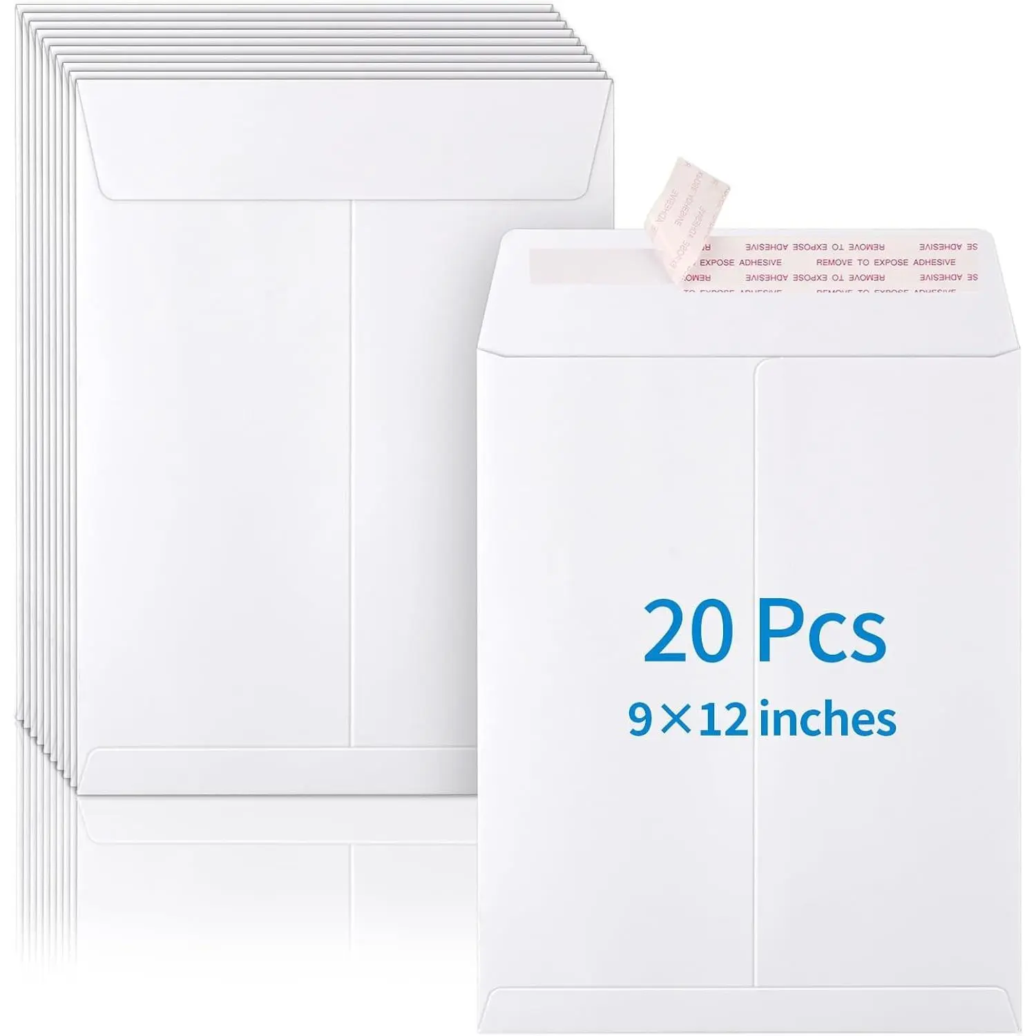20 Pack 9x12 Inches Self Seal Catalog Envelopes, White Manila Envelopes for Mailing, Organizing, Storage, Home & Office(Gift)