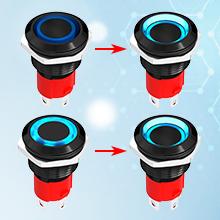 20A 12V Push Button Switch Latching 19MM Pushbutton Switch with 12 Volt Blue Led Waterproof ON Off Switch 20 Amp Heavy Duty for Marine Boat Truck Car Motorcycle