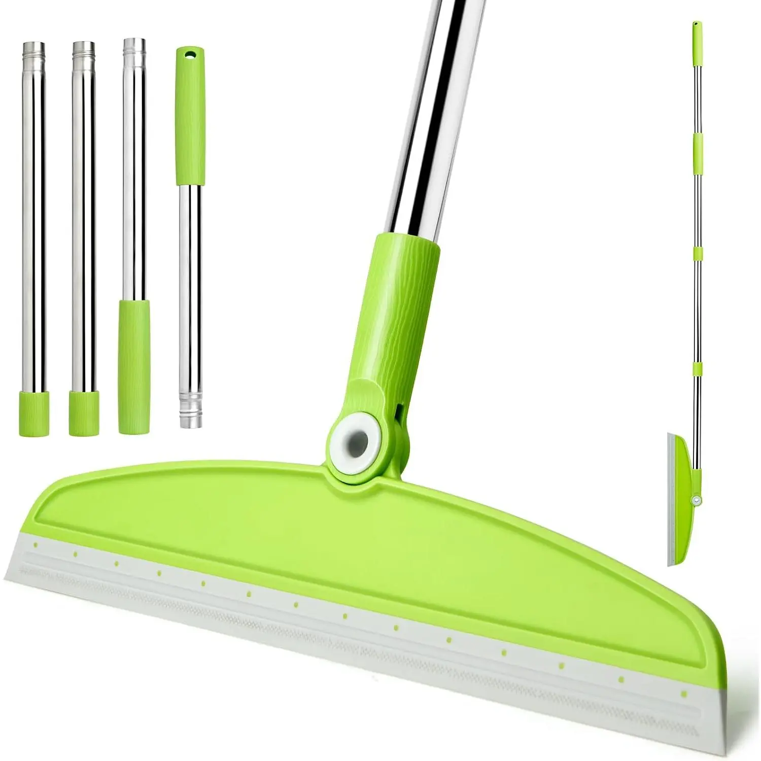 Air Broom, Multifunction Broom with Long Handle, Adjustable Rubber  Sweeping Water for Indoor Hardwood Floors, Kitchen,Concrete Floor, Bathroom Tile(Gray Green)