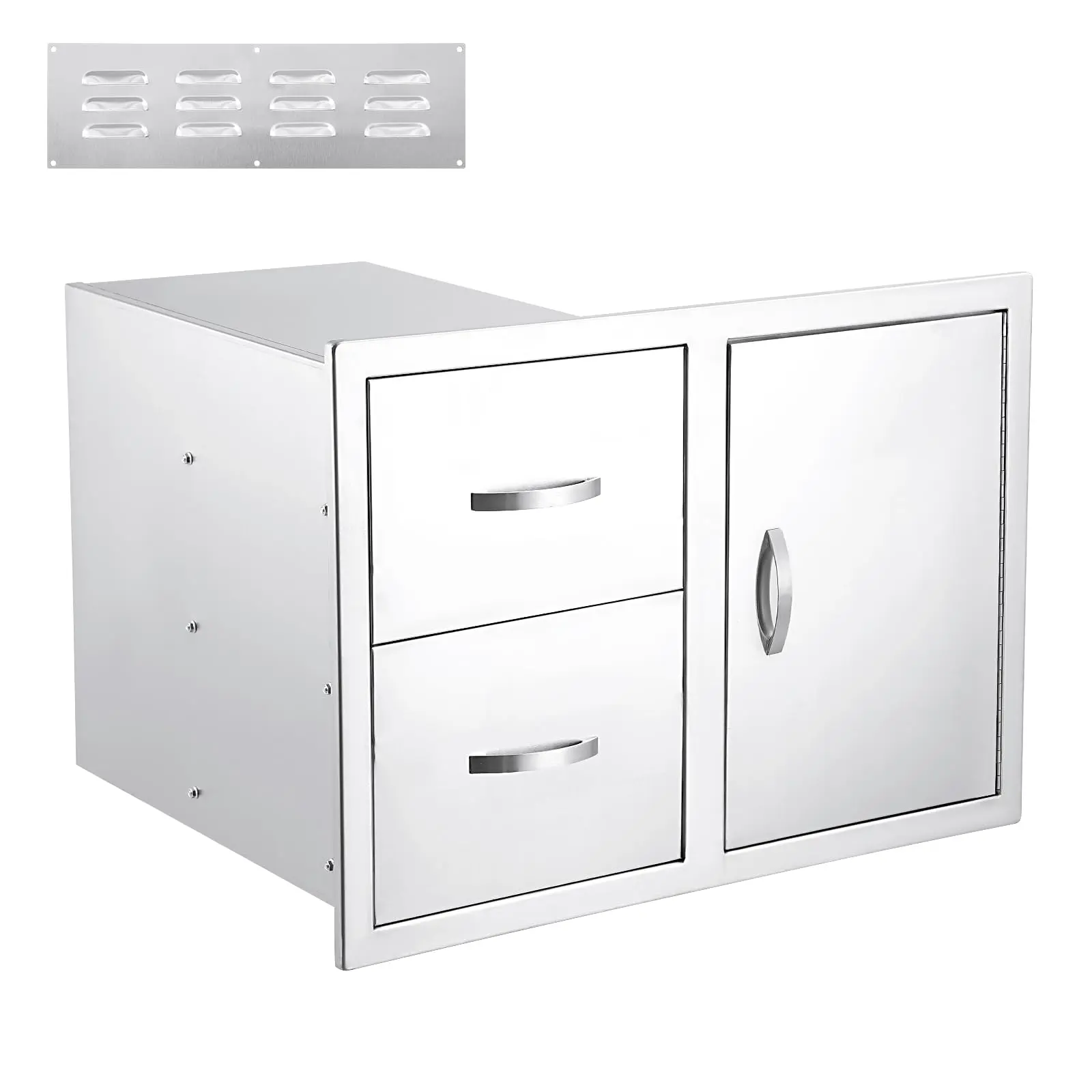 GARVEEOutdoor Kitchen Drawer Combo with Stainless Steel BBQ Access Door, Multiple Drawers, Paper Towel Rack, and Trash Can Storage for Efficient Outdoor Cooking Stations