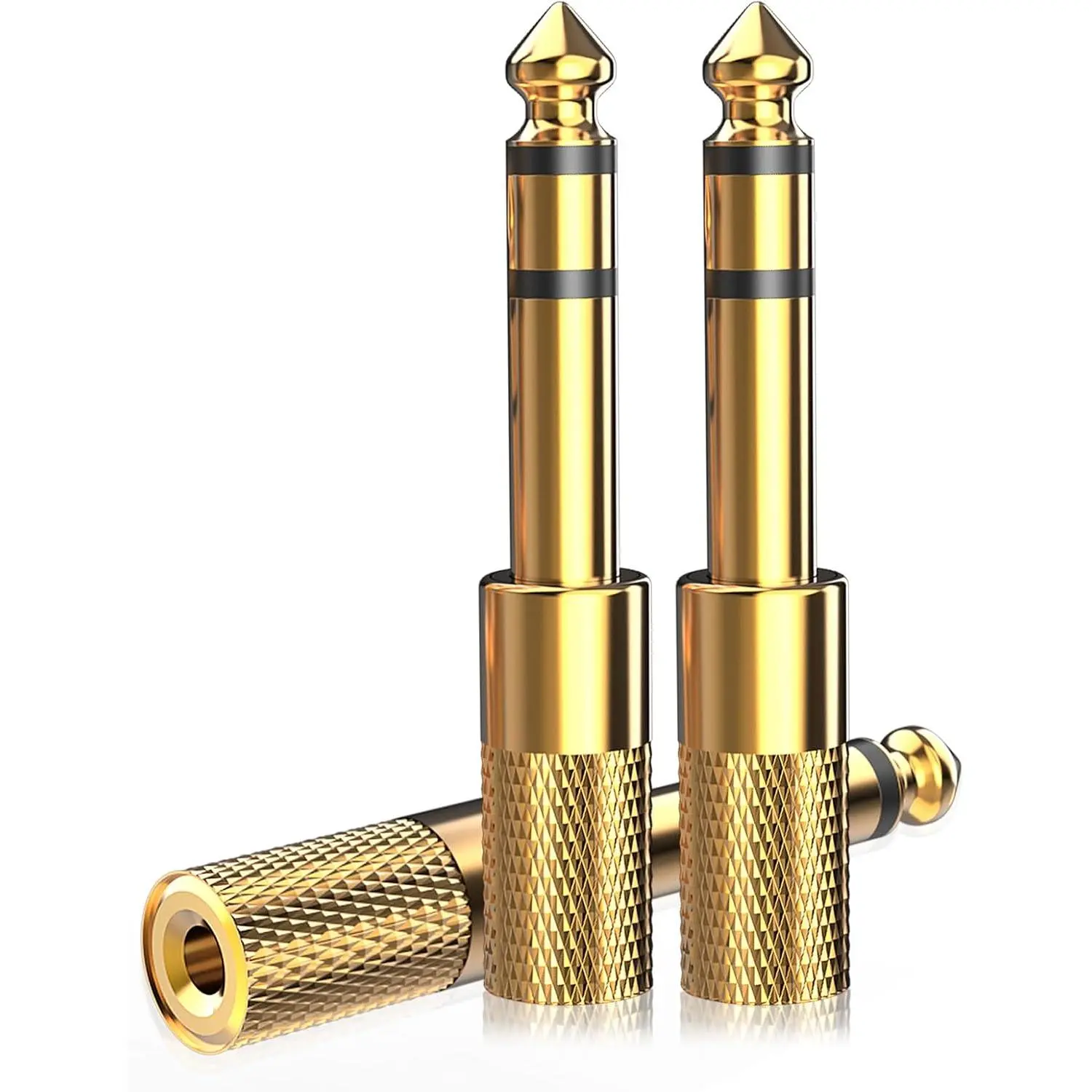 3-Pack 6.35mm Male to 3.5mm Female (1/4 in to 1/8 in) Stereo Headphone Adapter, Audios Jack Adapter, Thickened  Plated Hi-Fi for Auxiliary Cables, Amplifiers, Guitars, Digital Pianos.