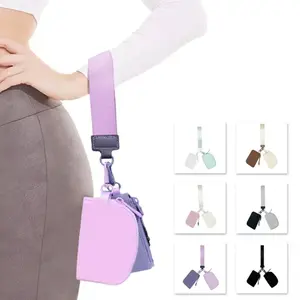 Mini Full Zip Wristlet Keychain Wallet Detachable Dual Independent Pouch Smooth Soft Fabric Compact Flat Silhouette Unisex For Daily Outdoor Travel Small Cash Card Coin Portable Storage Purse Accessory
