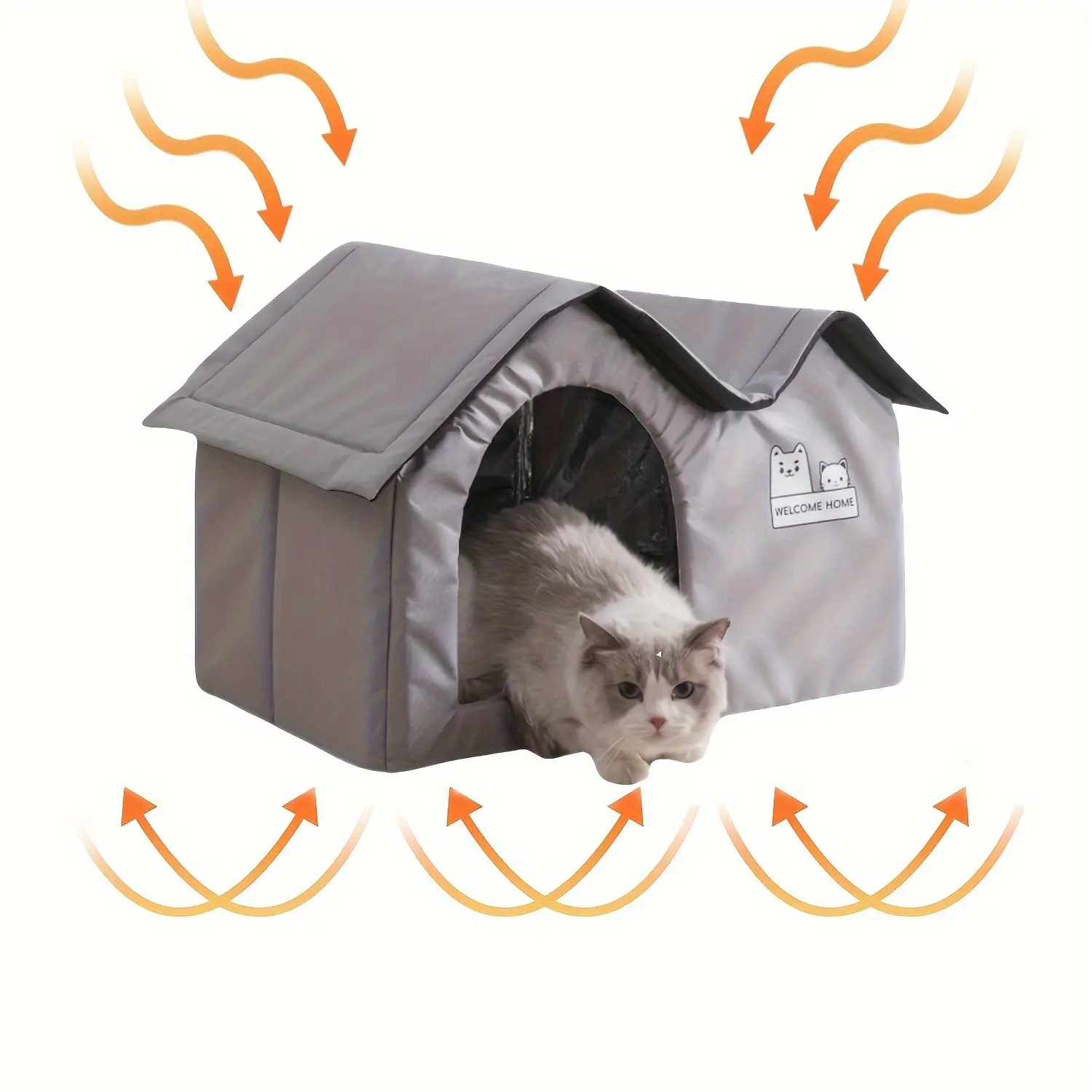 1pc Outdoor Cat House, Feral Cat House, Kitten House, Leak-Proof Pet Shelter, Insulated Cat Bed, Collapsible Warm Shelter, Removable Blankets, All Seasons