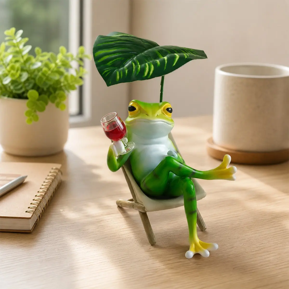 Cute Frog Sculpture Chair, Frog with Wine Glass and Umbrella, Indoor Outdoor Decor Statue, Home Garden Patio Decoration, Garden Animal Statues