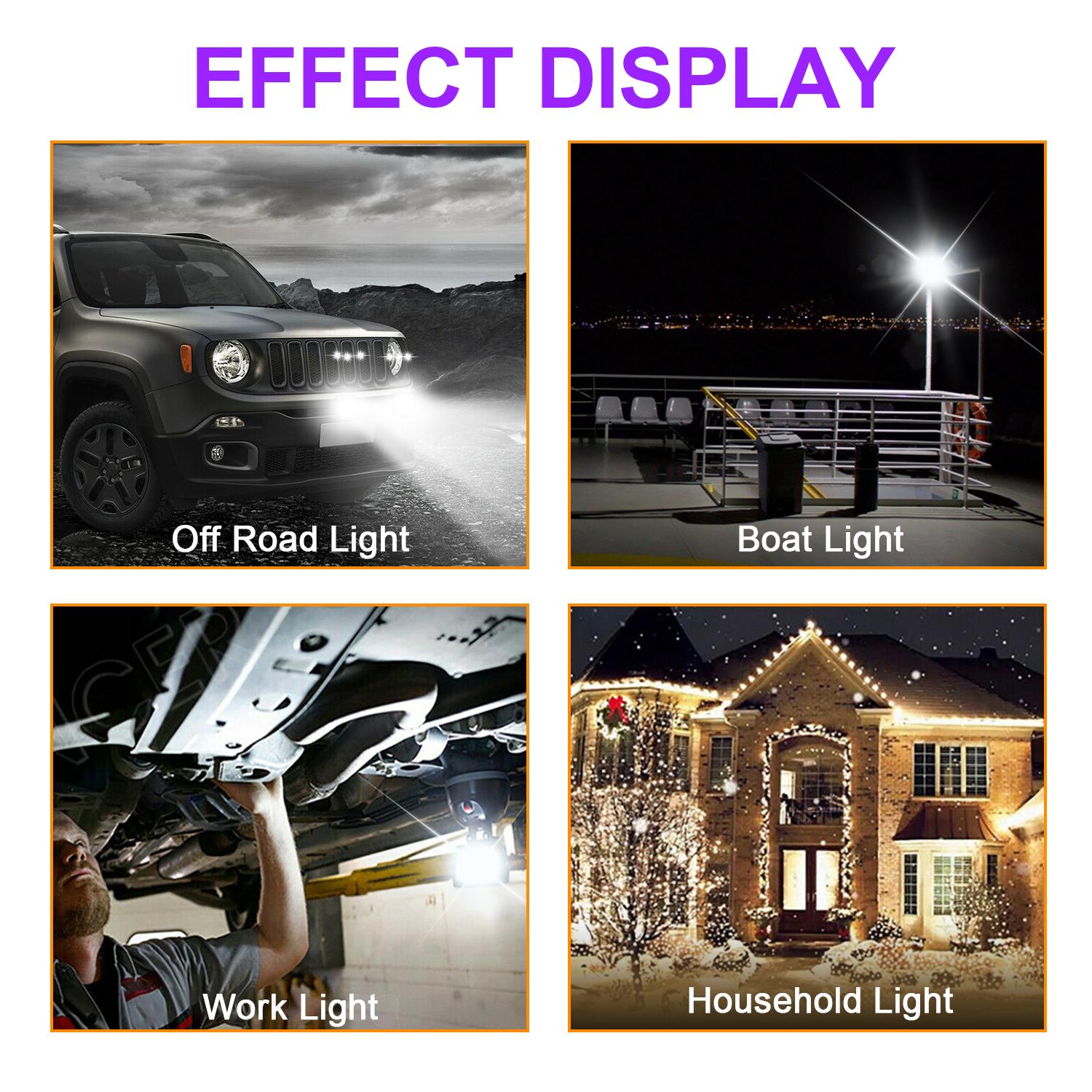 2pcs LED Truck Work Lights, 48W High Brightness LED Flood Light Bar, Work Light Truck OffRoad Tractor Flood Lights 12V-24V Square