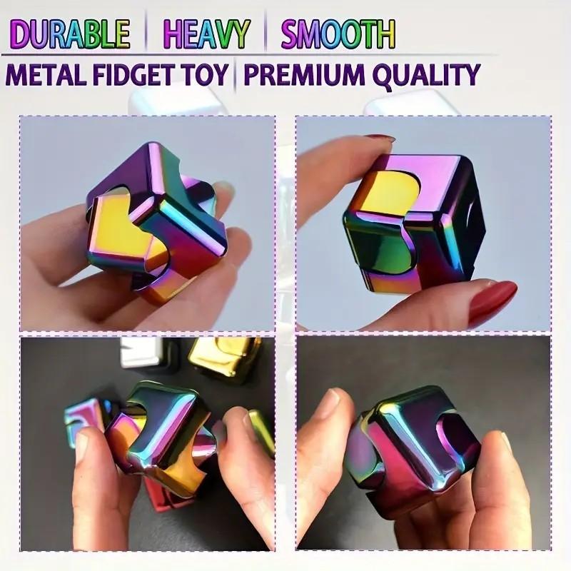 Square Toy, 1 Count Metal Rotate Puzzle Cube, Fidget Spinner, Anti Stress Edc Fingertip Toys for Special Needs & Adhd Autism, Gift Ideas