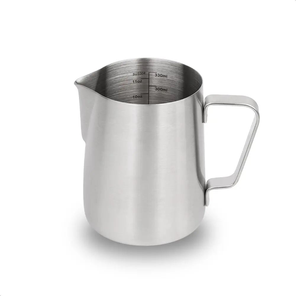Stainless Steel Milk Frothing Pitcher 12oz/350ml - Espresso Steaming Pitcher for Cappuccino, Latte Art, Coffee Machine Accessories Milk Jug Milk Frother Cup, Matt Silver