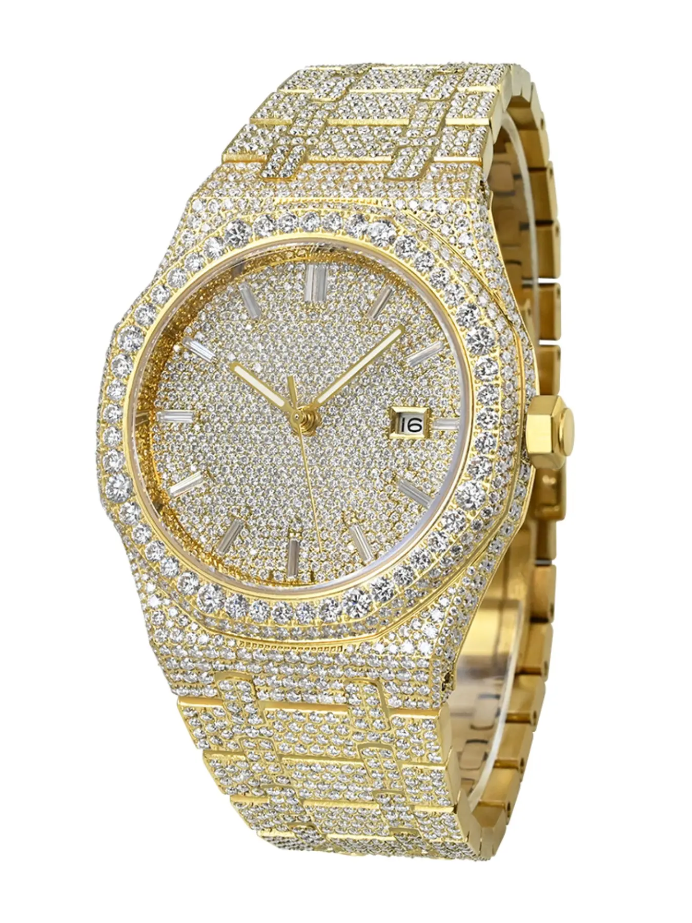 Mossan Diamond Automatic Mechanical Watch, Stainless Steel Strap, Luxury Fashion Analog Watch, All Seasons Wear