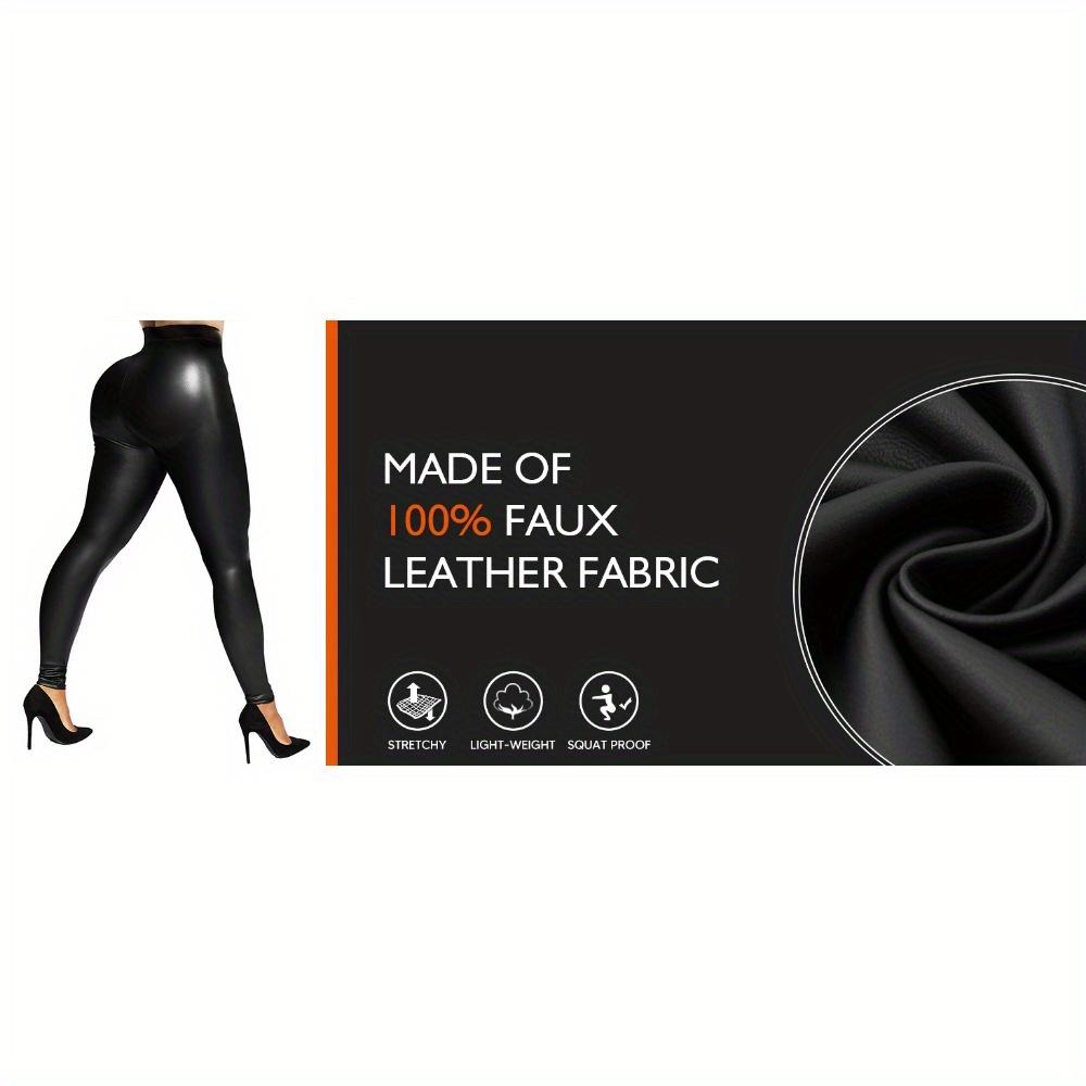 Plus-size women's faux leather leggings, high-waisted leather pants, tummy-shaping elastic leather pants