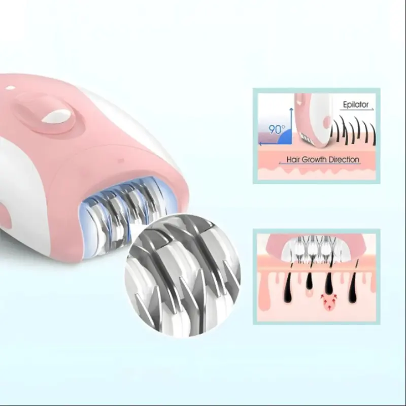 Electric Epilator for Women, IPX5 Waterproof & Built in LED Light, 2 Speed Portable Hair Remover, Long Lasting Smooth Skin for Legs, Underarms, Bikini Line, Home & Travel Use
