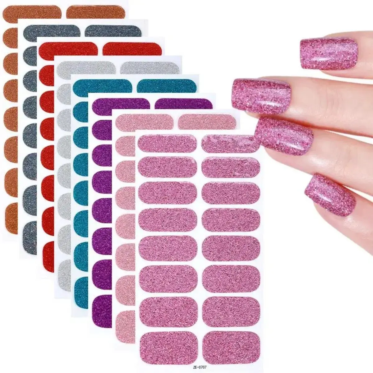 Holographic Nail Stickers, Full Cover Gel Nail Wraps Set (4 & 8 Sheets), Glitter Self-Adhesive Nail Art Decals for DIY Manicure
