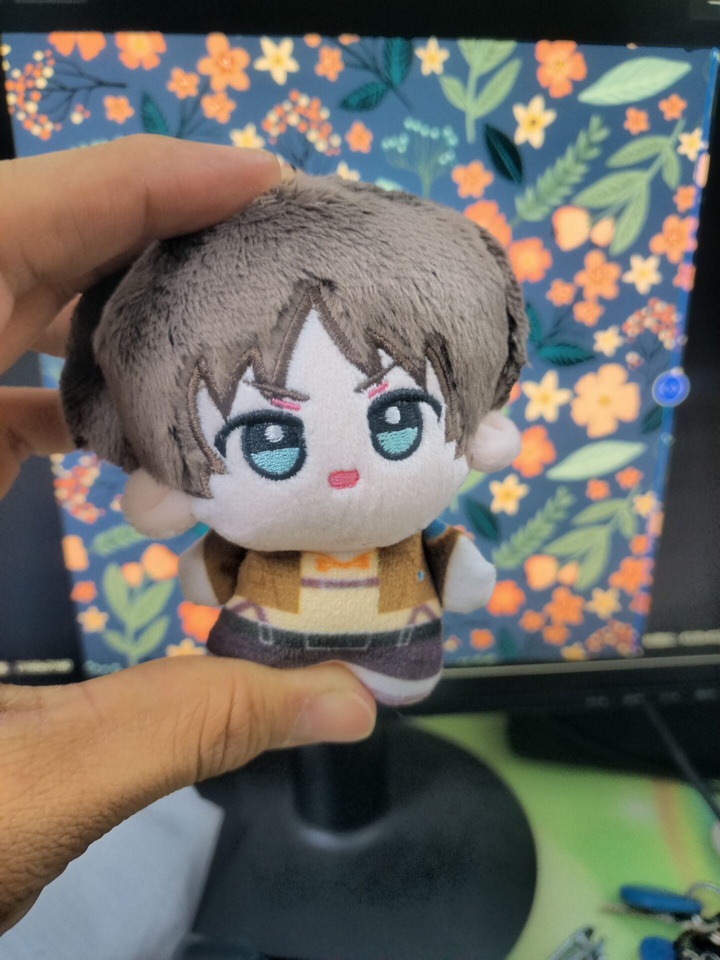 10cm Attack on Titan Eren Jaeger Stuffed Figure Keychains Accessories Kawaii Anime Mikasa Ackerman Dolls Backpack Pendant Model