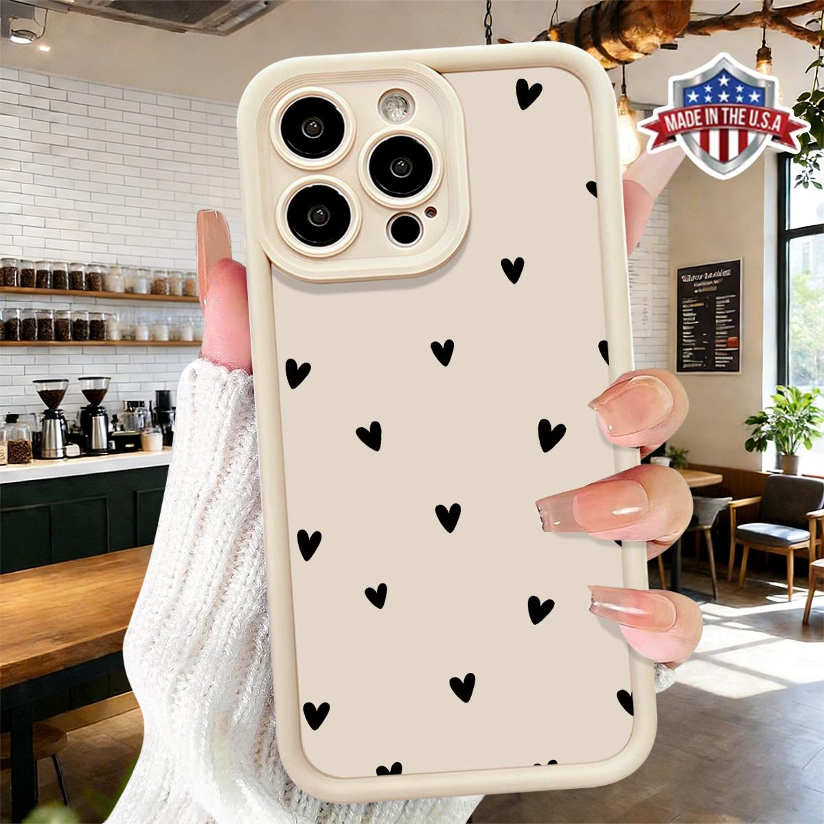 Aesthetic Smartphone Cellphone Case, Cute Minimalist Heart Pattern Handheld Accessories for iPhone 17,16,15,14 Pro Max,13,12,11,XR,XS Plus - Slim,Lightweight,Shockproof,Anti-Drop Protective TPU Cover
