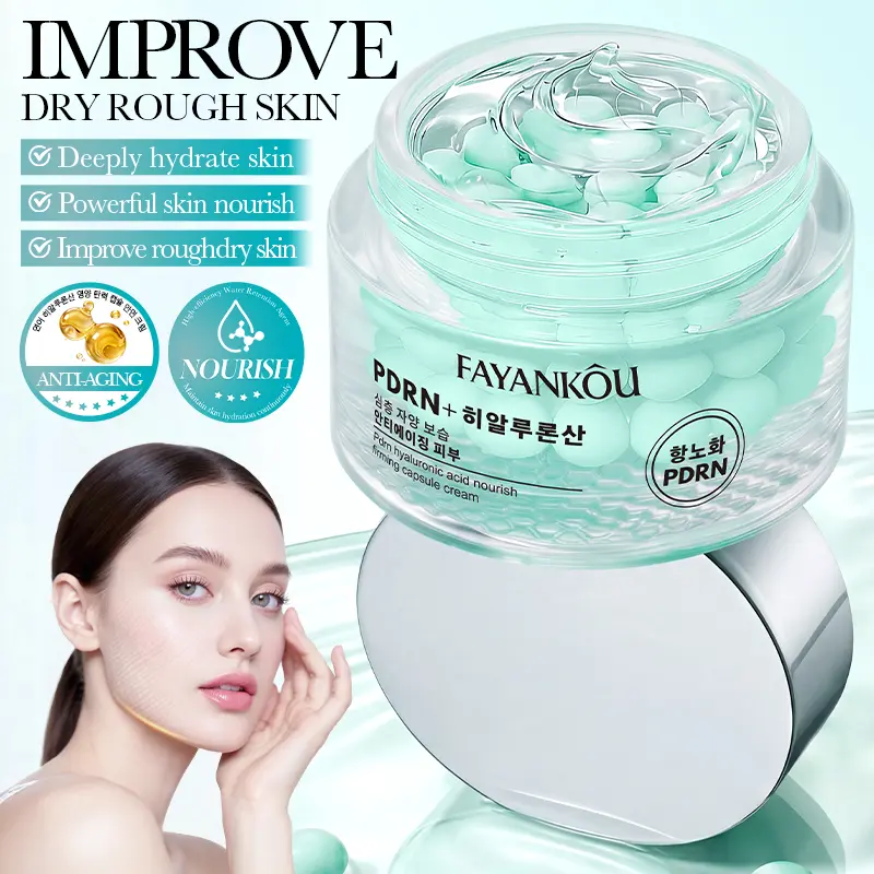 PDRN Capsule Gel Cream Moisturizer, Hyaluronic Acid Hydration Face Cream, Korea K-Beauty Inspired Lightweight Gel-Cream for Daily Moisture Care, Fresh Dewy Glass Skin Look, Soft Smooth Skin Feel for Dry Tight Skin, Capsule Texture, AM PM Use last
