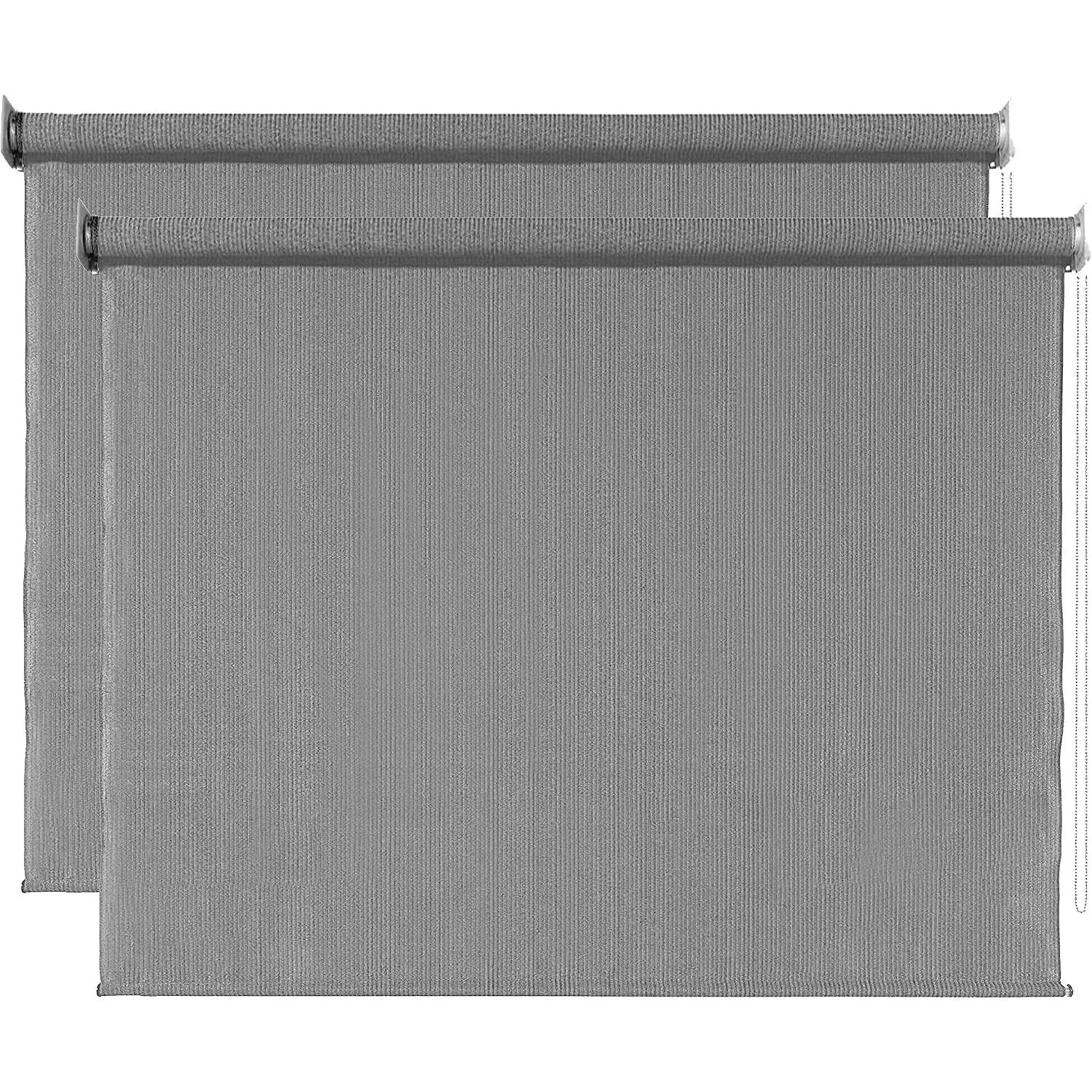 2 Pack 118" W x 79" L Gray Outdoor Patio Roll Up Roller Shades, Sun Shades for Porch Balcony Backyard Gazebo Pergola, Fade Resistant & Easy Clean