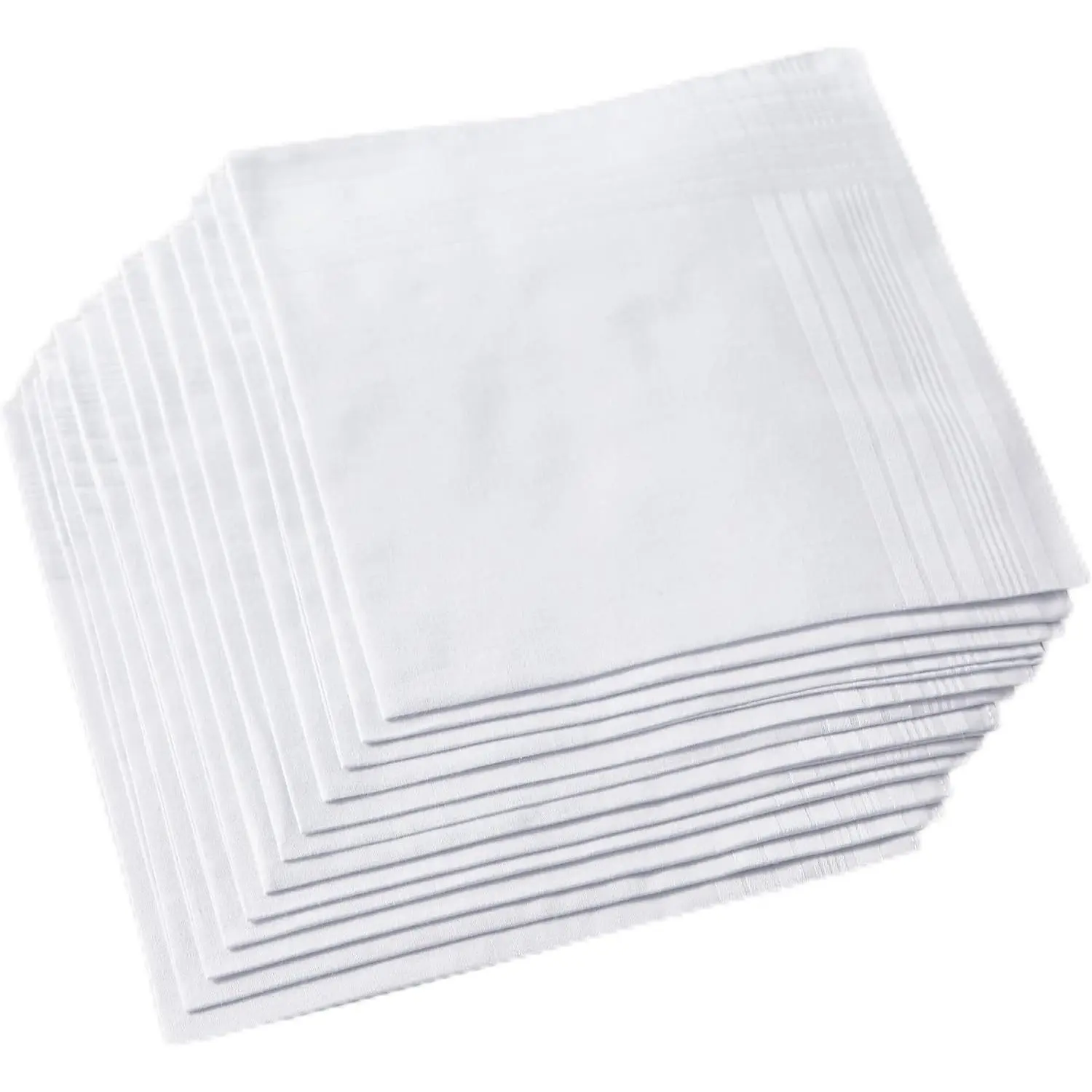 Classic Men's Handkerchief, Solid White 100% Cotton Pocket Accessory, Square Shape for Everyday and Formal Wear, 1 Size, One Size, Hand Wash