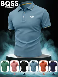 New Arrival BOSS COMPANY Printed Men's Premium POLO Shirt, Fashionable Quick-Dry and Breathable Fabric Golf POLO Shirt, Polo Shirt, Versatile, Sports, and Home, Extremely High Quality and Easy to Care For.
