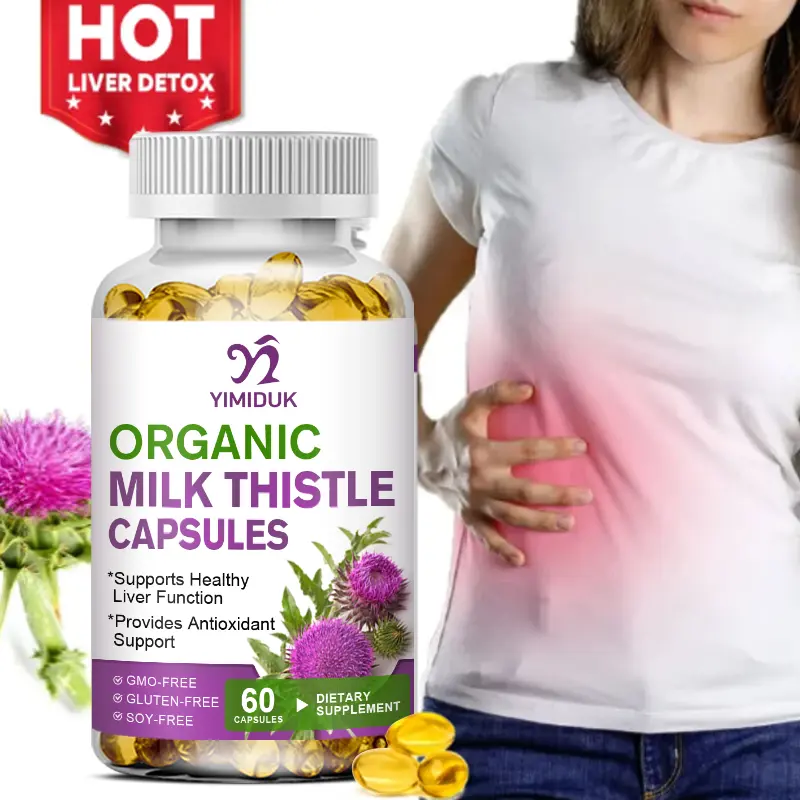 Organic Milk Thistle Seed Capsules, High Strength Silybum Marianum Liver Cleanse Supplement with Dandelion Root, Daily Liver Health Support 60 Pills