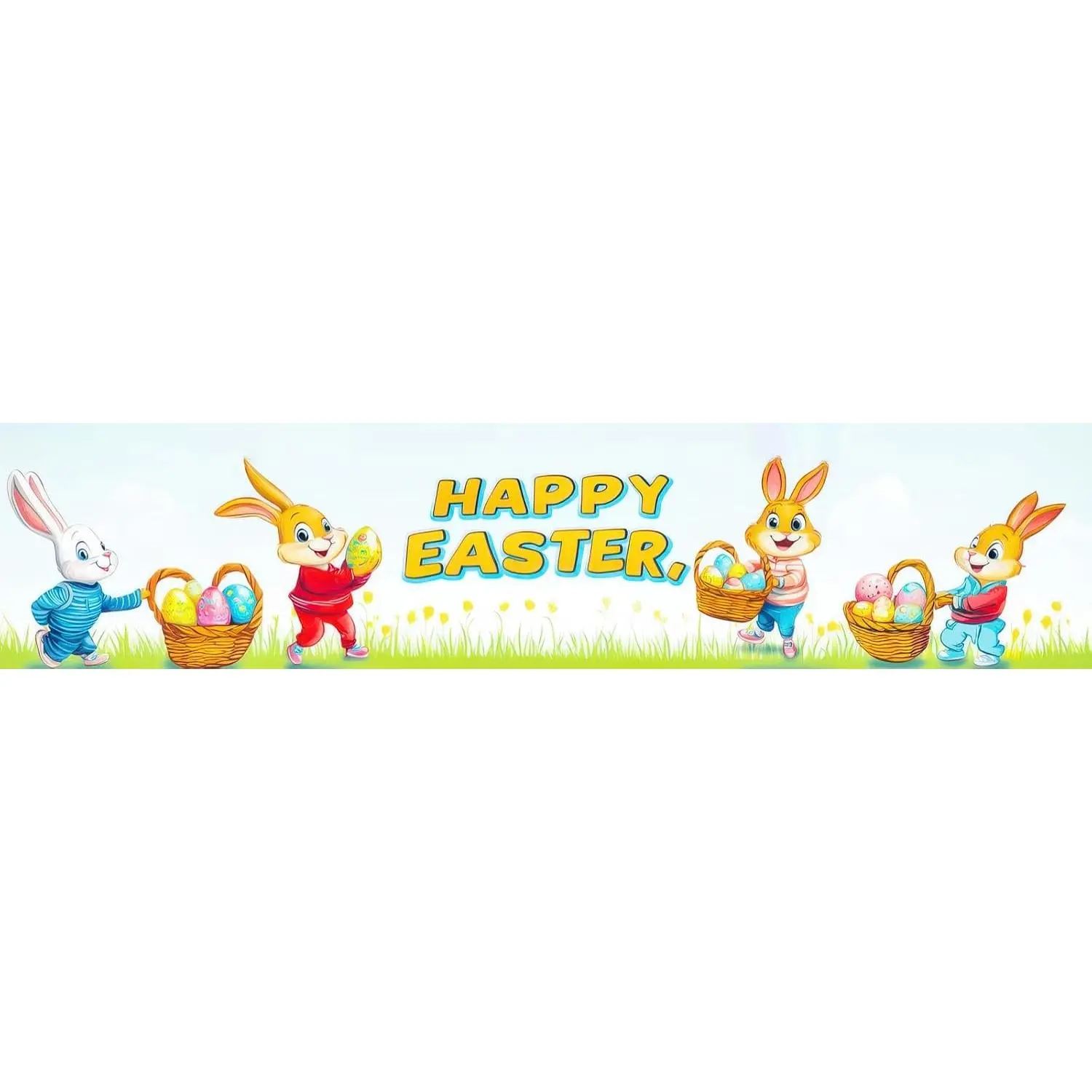 Happy Easter Banner Easter Decorations Easter Party Decorations 79x18 Inches Easter Bunny Banner Large Easter Porch Banner for Front Door Yard Indoor Outdoor Spring Festival  Decor