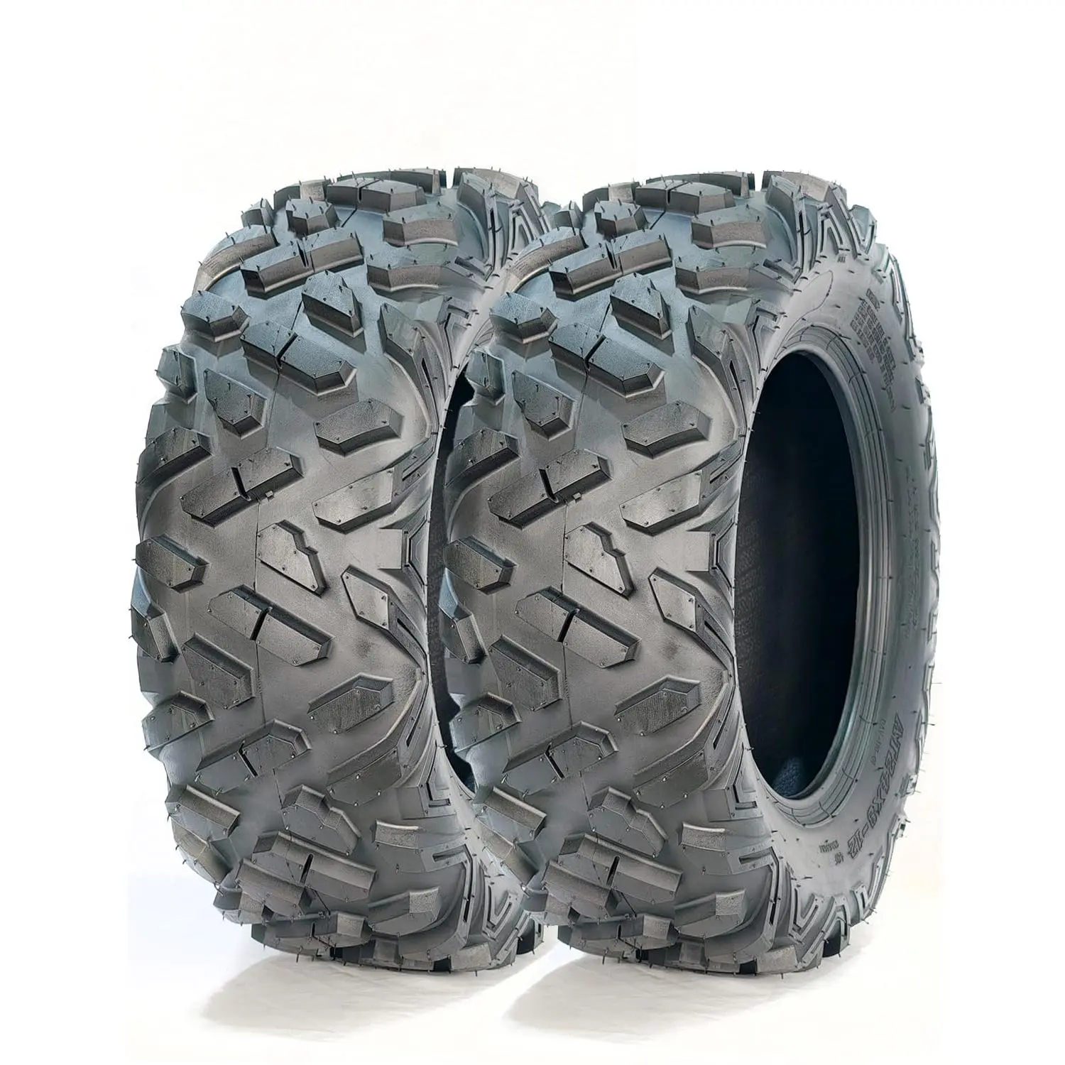 Garvee New Upgraded 2pcs AT25X8-12 2-Pack Rubber ATV Tires, 6-Ply All-Terrain Mud Grass Off-Road UTV Tires, Puncture & Impact Resistant, High Grip Shoulder Traction, Durable Rock Terrain Tires