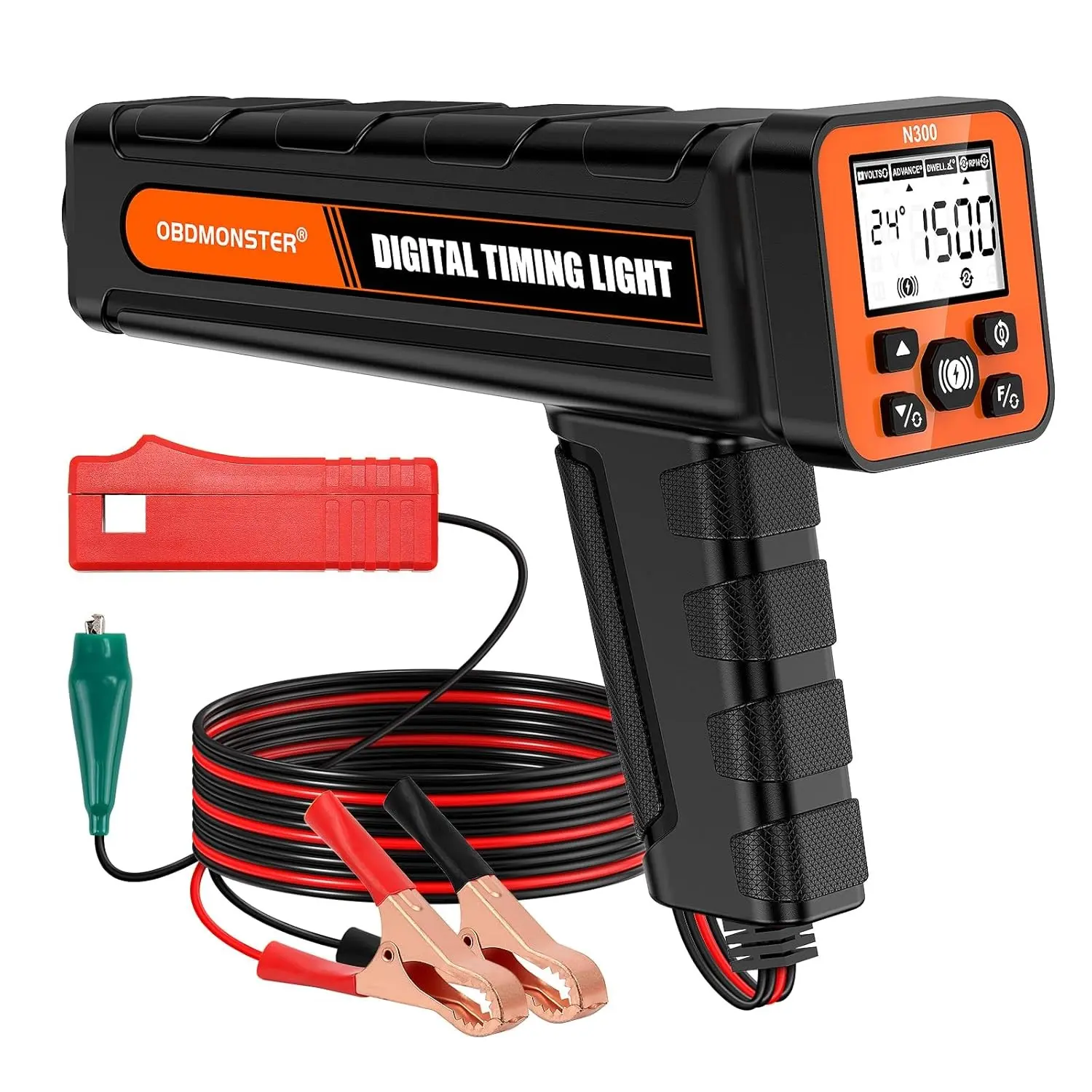 N300 Digital Ignition Timing Light with Voltage Test & Dwell Angle, and Advance Angle & RPM, 2.6" LCD High-Definition Backlit Display,  Ignition Timing Gun Works on 12V Gasoline Engines (2/4 Stroke)
