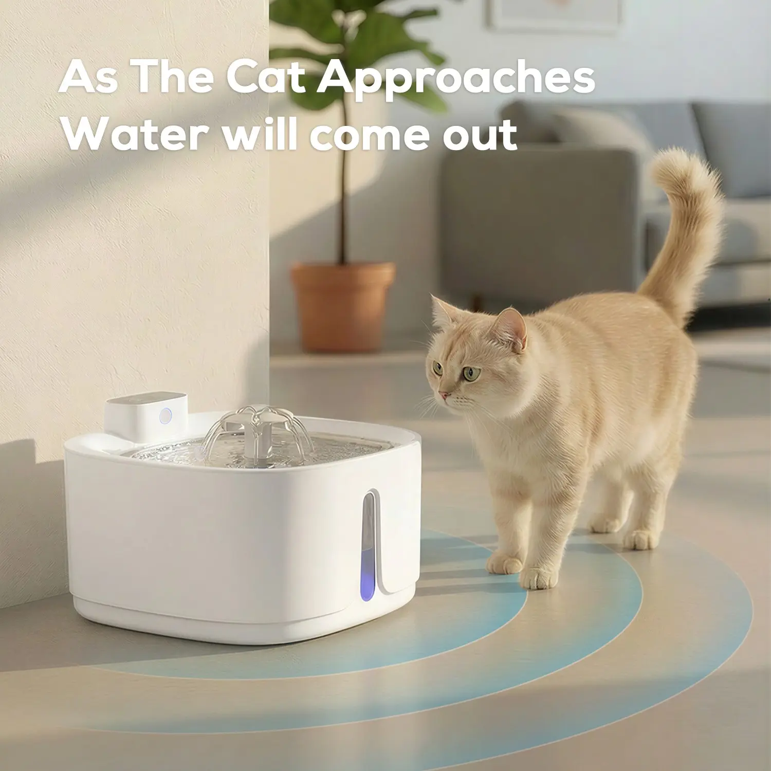 Wireless Pet Water Fountain, Rechargeable Motion Sensor Automatic Silent Circulating Filter Water Dispenser for Cats & Dogs