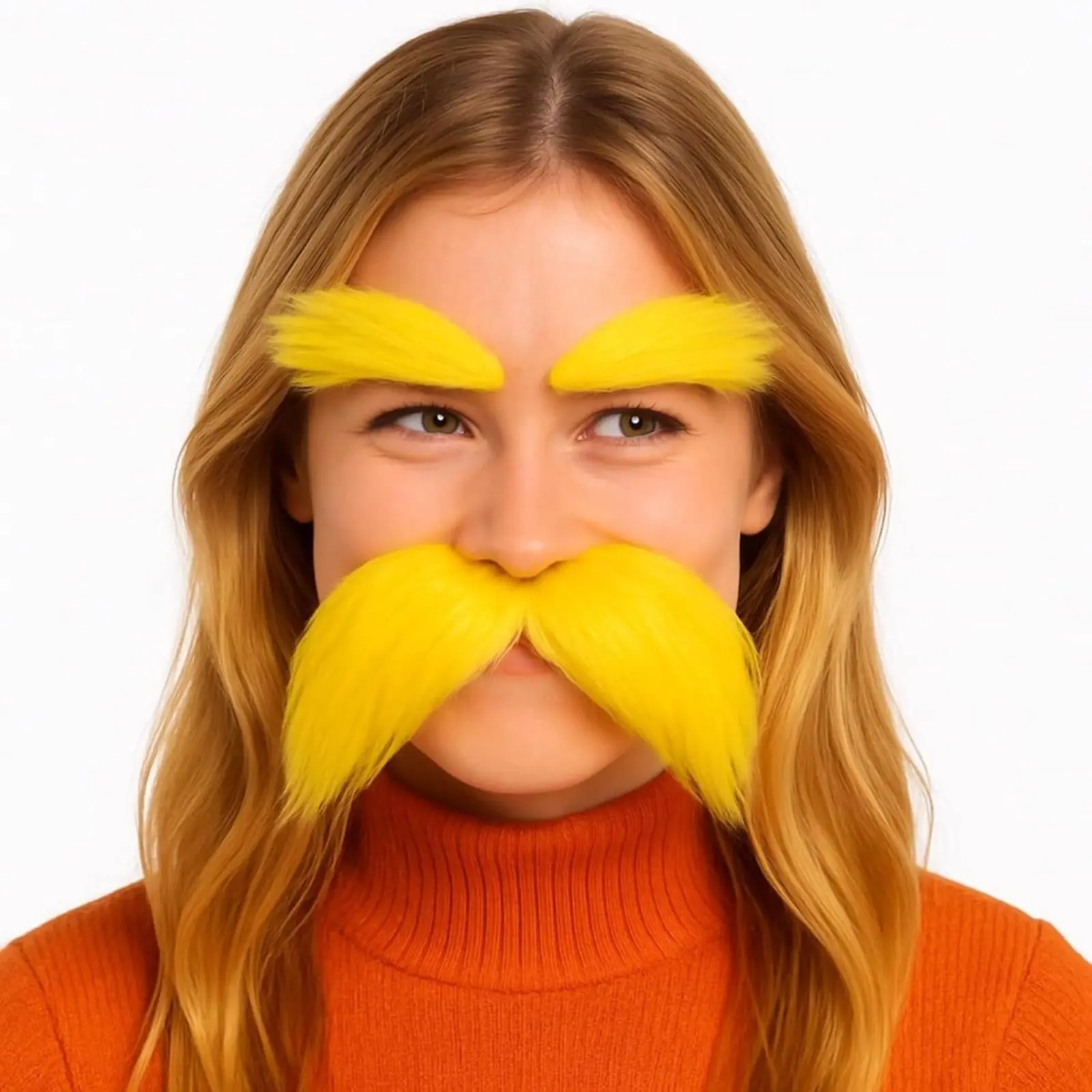 Self-Adhesive Fake Mustache & Bushy Eyebrow Set, Funny Self Stick Cosplay Costume Accessories Festival Party Supplies for Themed Party Halloween Dress Up