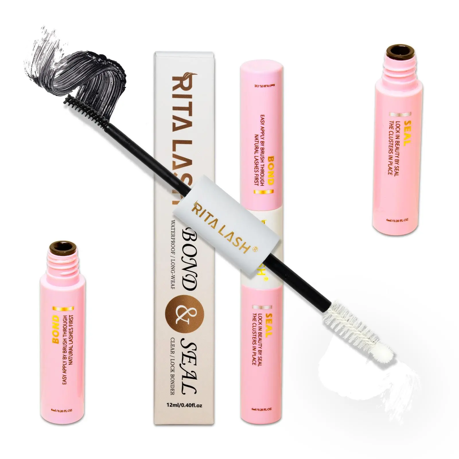 Double-ended False Eyelash Glue for Natural Eyelash Extensions, Quick Drying Self Grafting Eyelash Glue for Individual Cluster Lash, Waterproof Eyelash Bond Glue, Long Lasting, Cluster Lashes Glue, Eyelash Adhesive Glue, False Eyelash Adhesives