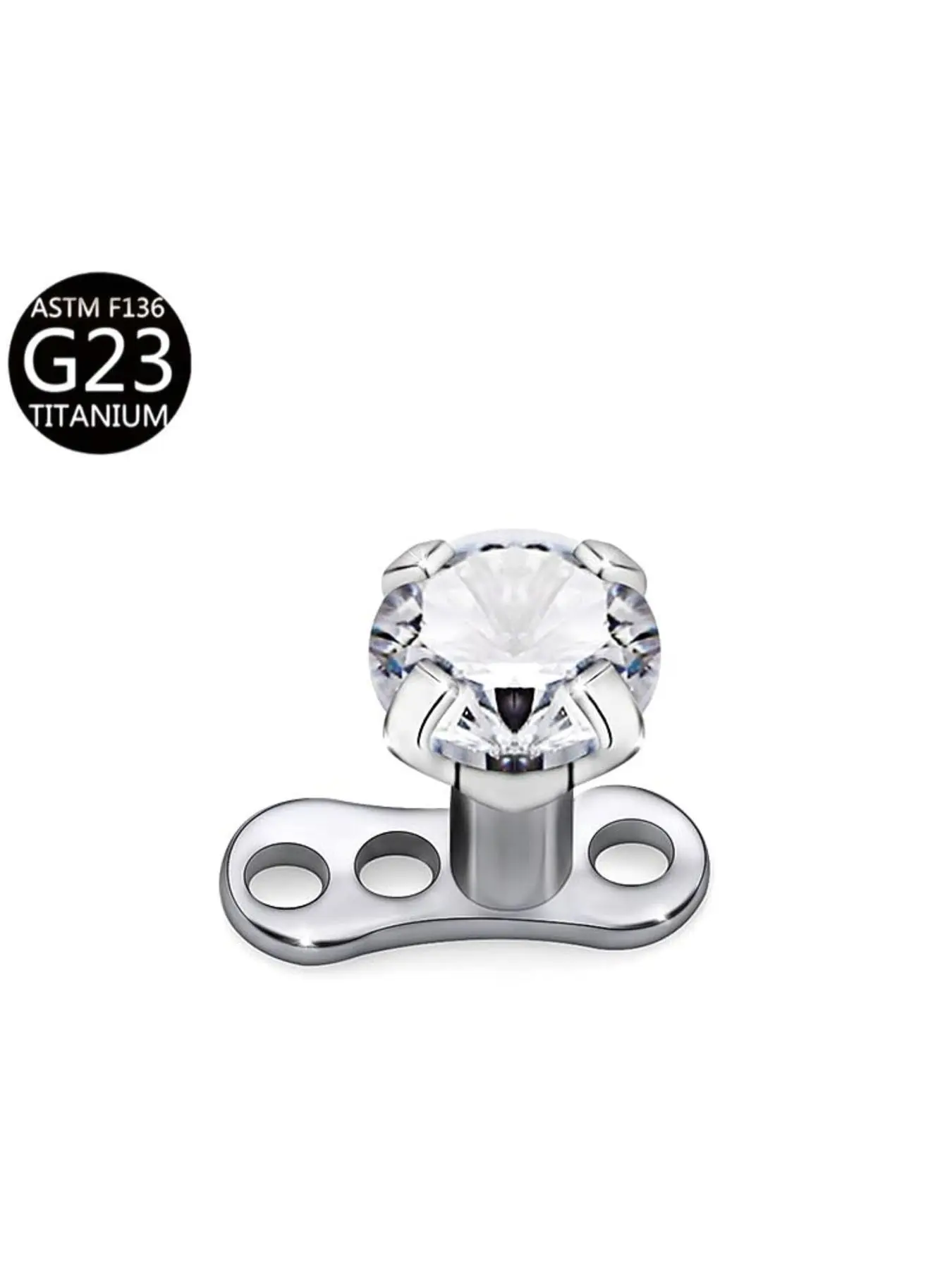 1pc Titanium Alloy Microdermal Anchor with Round & Heart Zirconia Elegant Minimalist Hypoallergenic Dermal Piercing Jewelry Body Piercing Jewelry