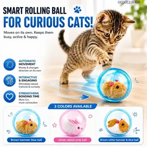 Interactive Cat Toy, Auto-Rolling Ball with Mouse Tail for Indoor Cats, Hands-Free Motion Toy for Exercise, Hunting & Boredom Relief