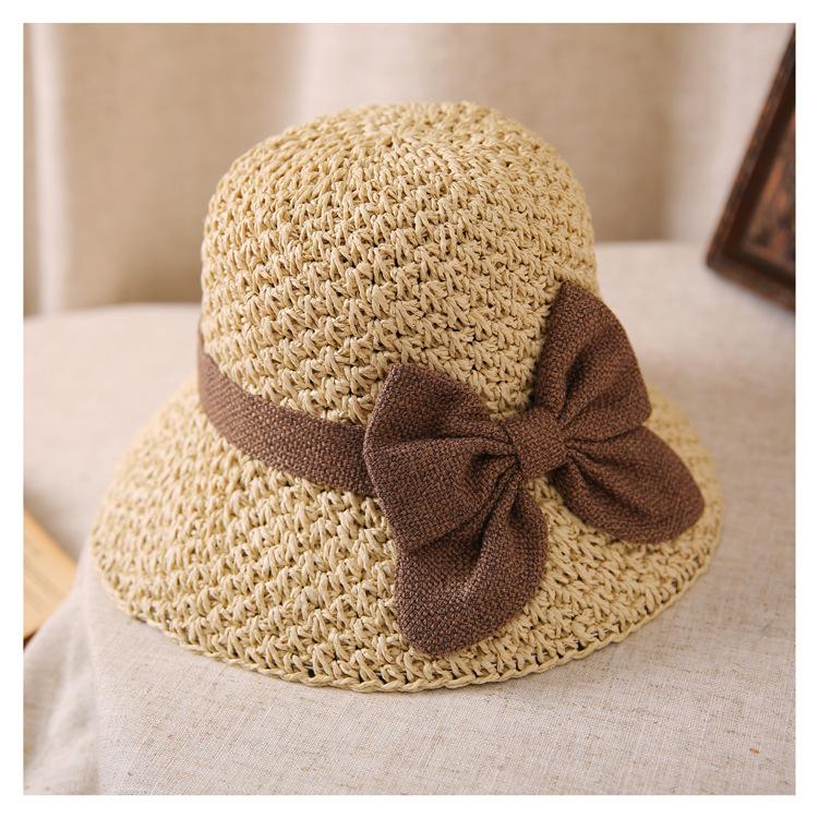 Summer Straw Hat, Multifunctional Vintage Woven Handmade Straw Hat, Foldable And Versatile Sun Protection Hat, With Pleated Bow, Breathable Travel Beach Hat